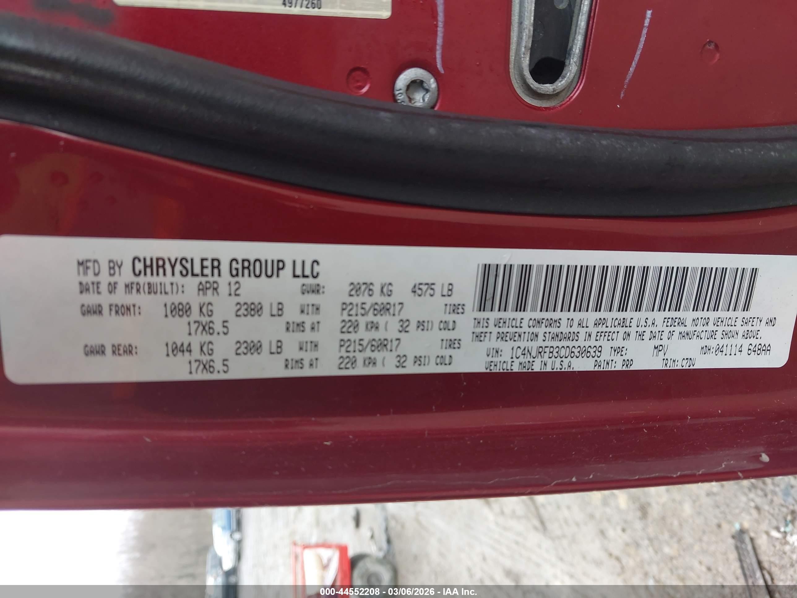 2012 Jeep Patriot Latitude Red vin: 1C4NJRFB3CD630639
