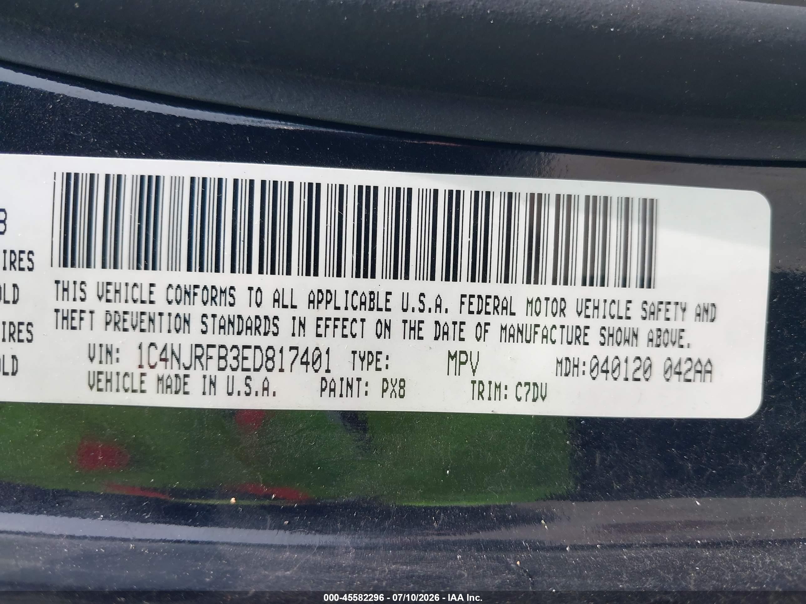2014 Jeep Patriot Latitude Black vin: 1C4NJRFB3ED817401