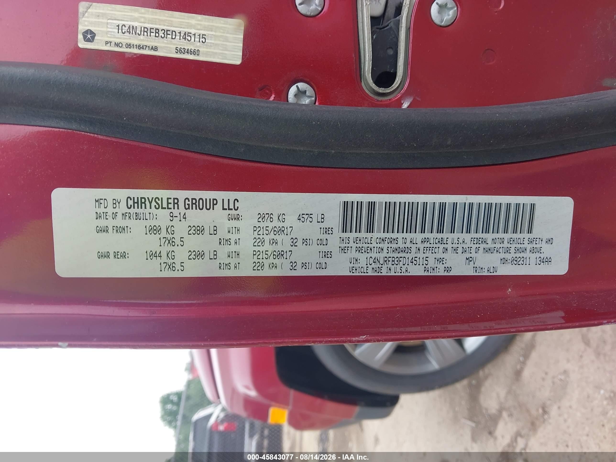 2015 Jeep Patriot High Altitude Edition Red vin: 1C4NJRFB3FD145115