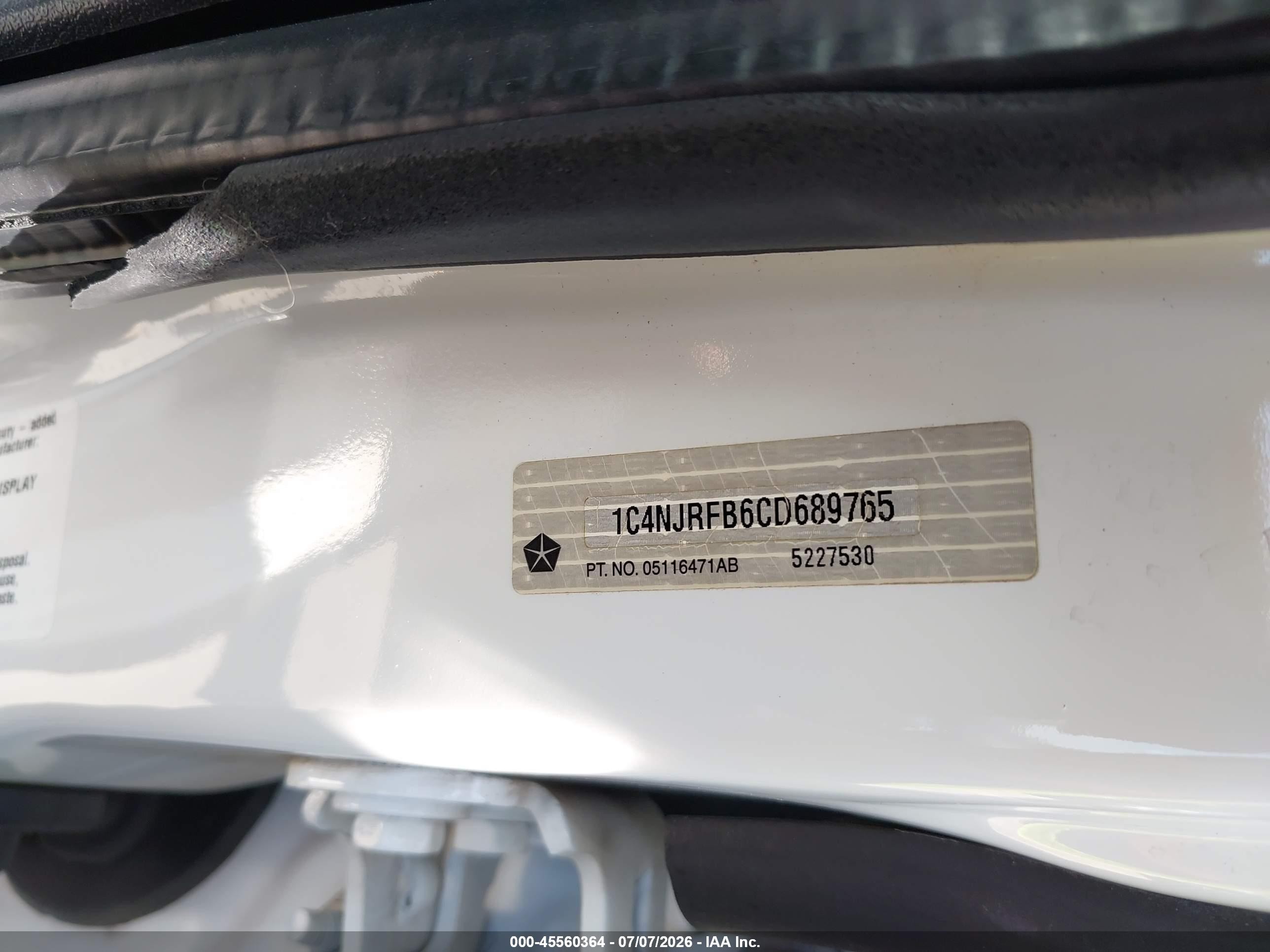 2012 Jeep Patriot Latitude White vin: 1C4NJRFB6CD689765