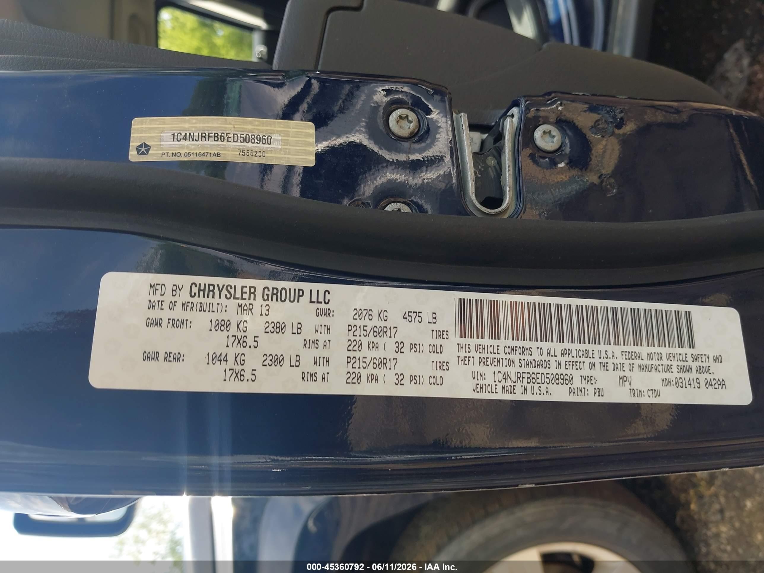 2014 Jeep Patriot Latitude Dark Blue vin: 1C4NJRFB6ED508960
