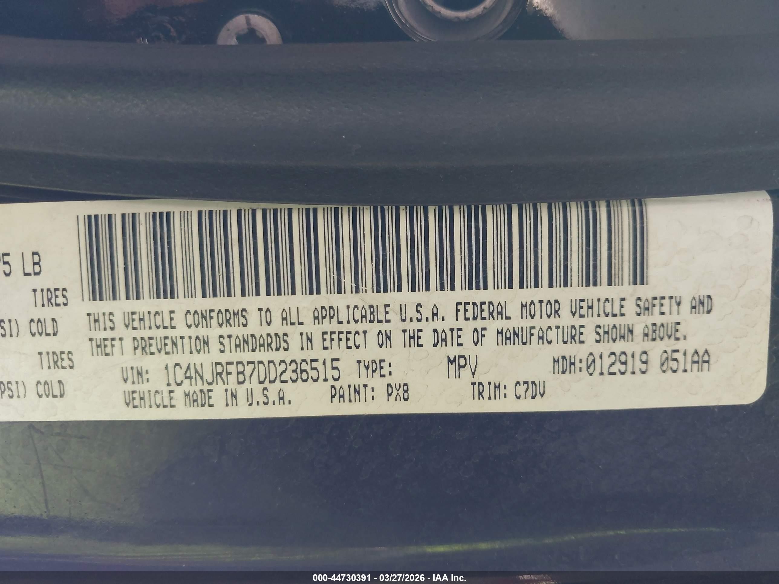 2013 Jeep Patriot Latitude Black vin: 1C4NJRFB7DD236515