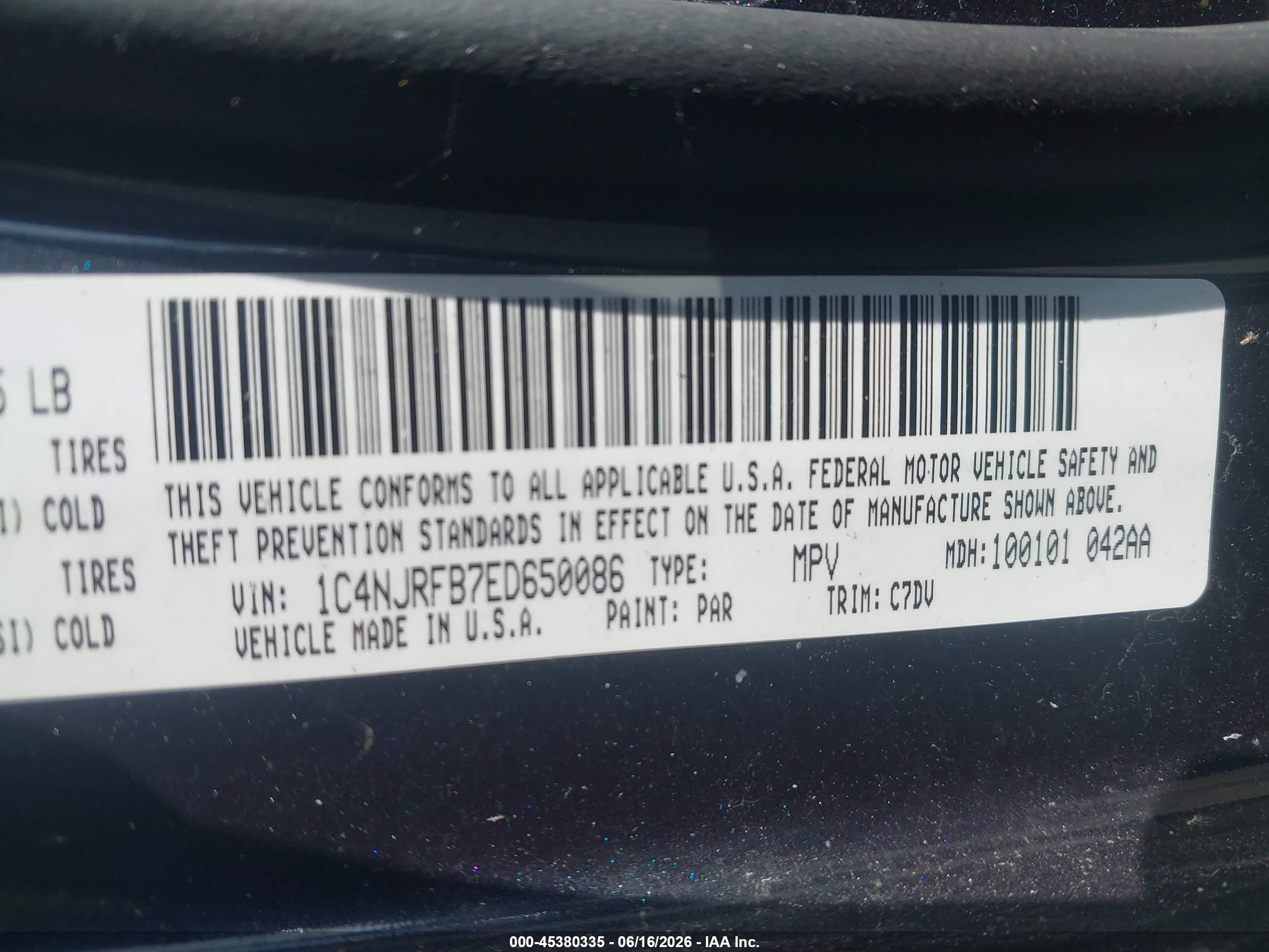 2014 Jeep Patriot Latitude Black vin: 1C4NJRFB7ED650086