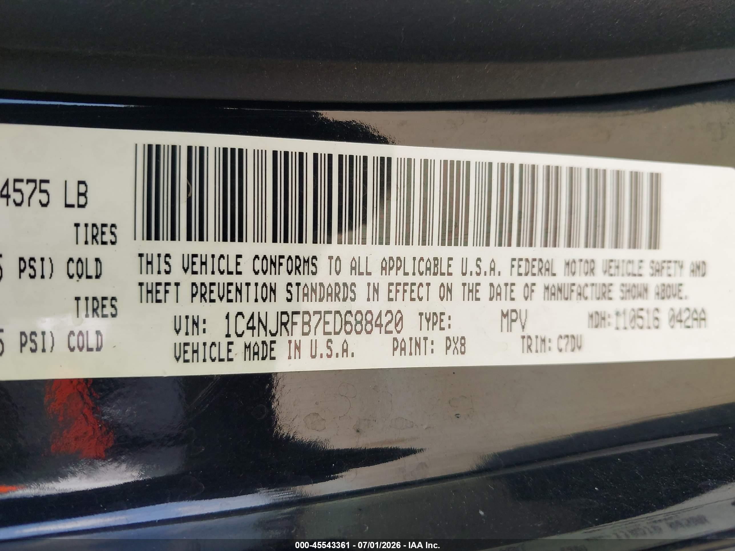 2014 Jeep Patriot Latitude Black vin: 1C4NJRFB7ED688420