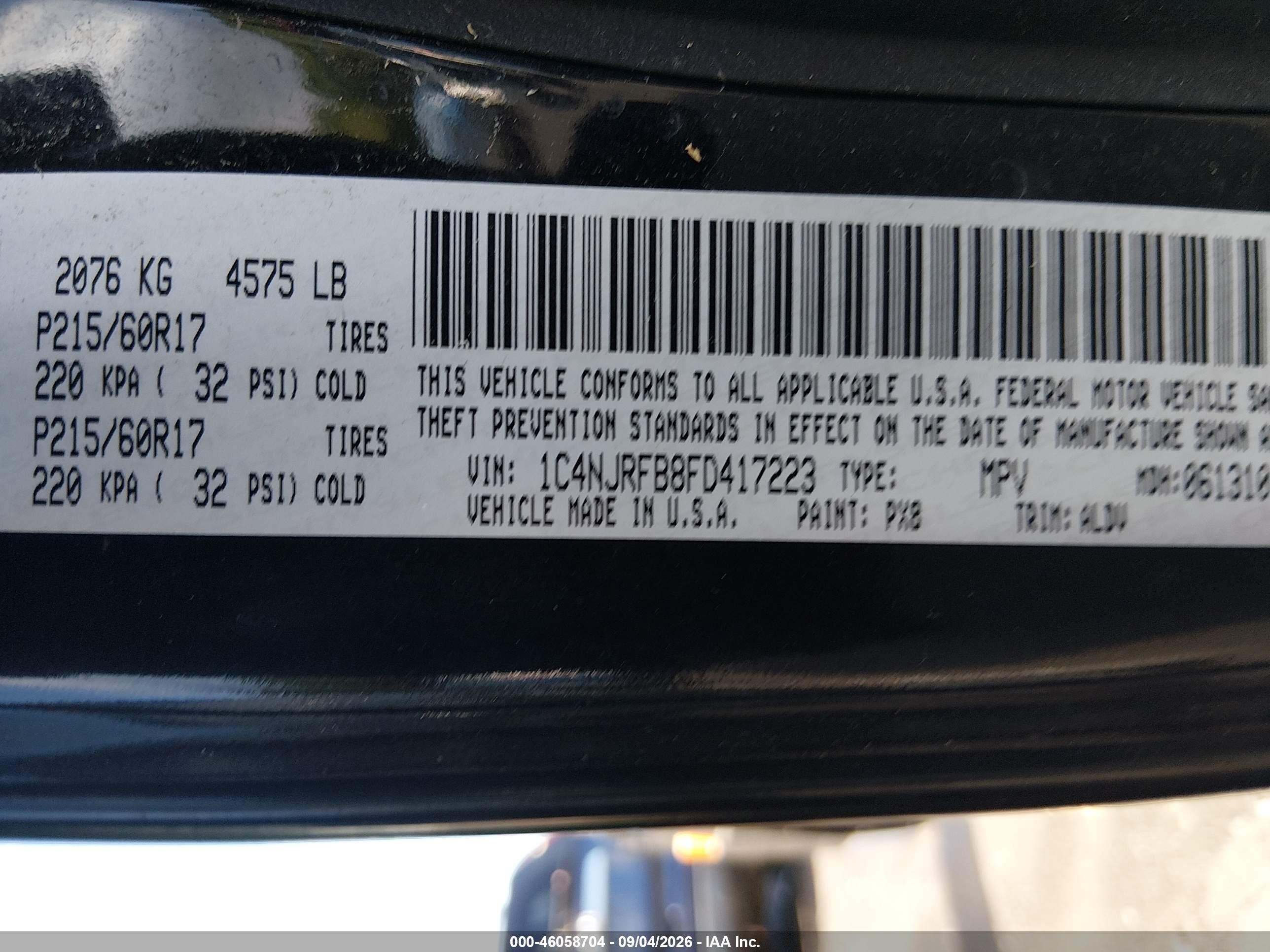 2015 Jeep Patriot High Altitude Edition Black vin: 1C4NJRFB8FD417223