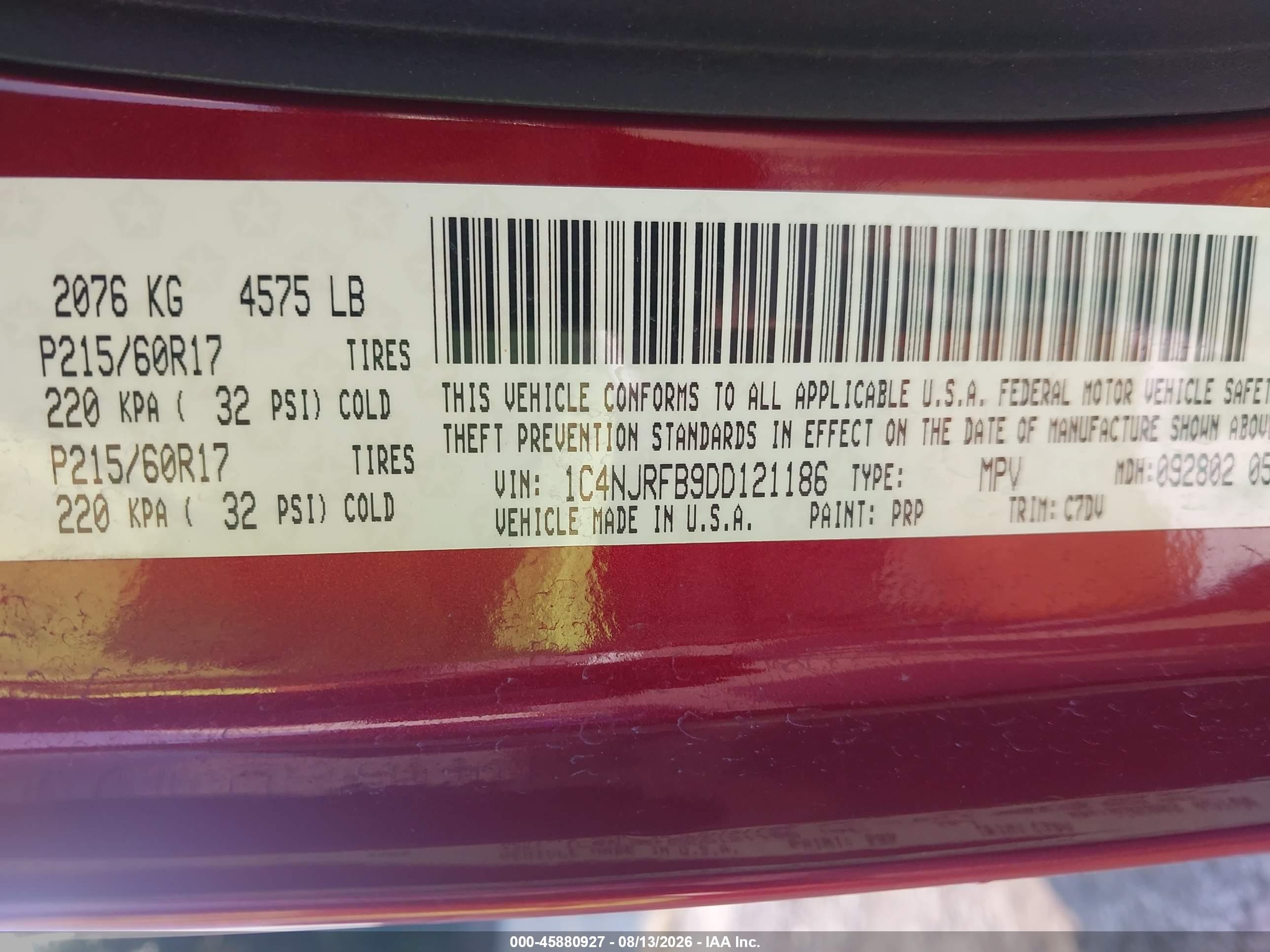 2013 Jeep Patriot Latitude Red vin: 1C4NJRFB9DD121186