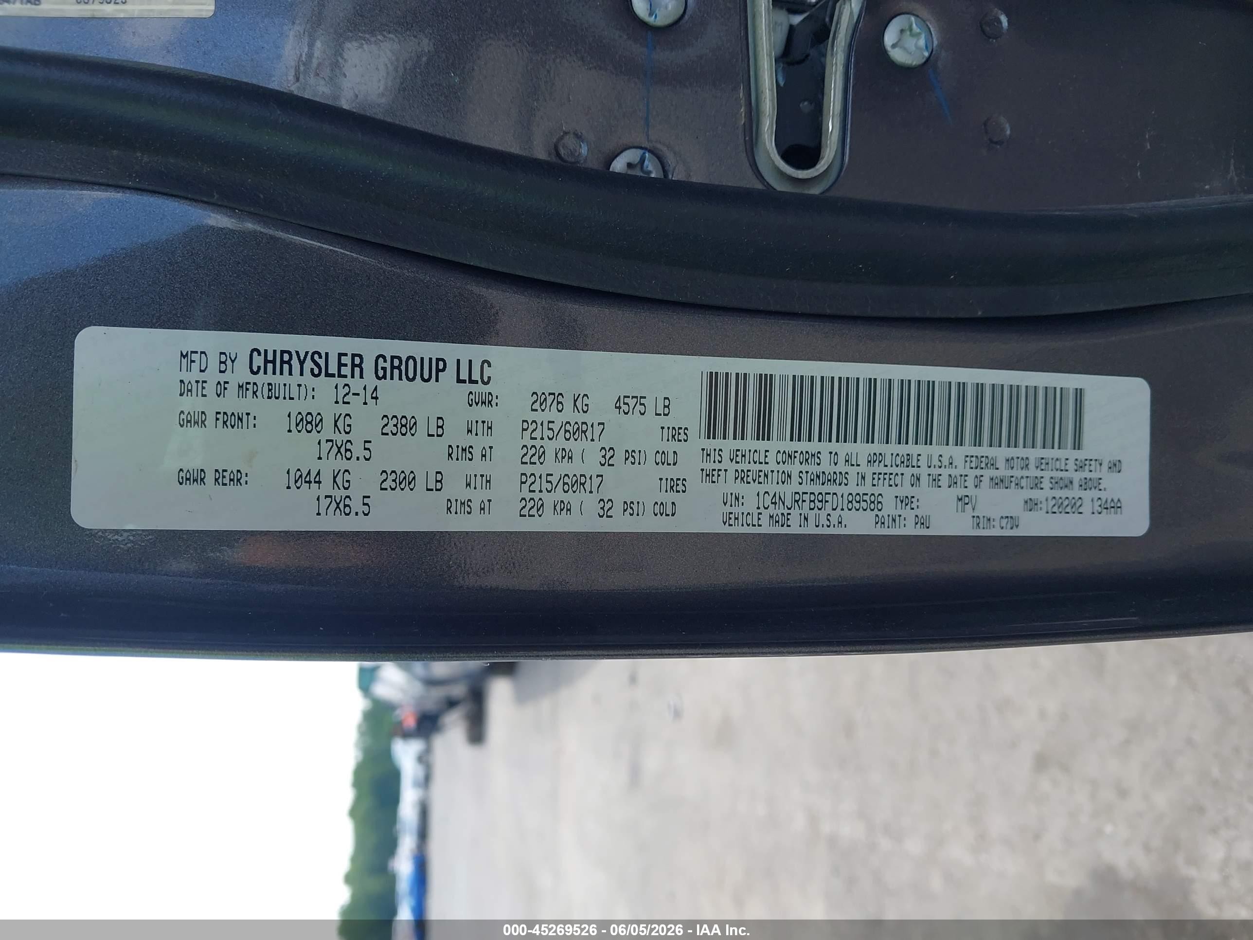 2015 Jeep Patriot Latitude Black vin: 1C4NJRFB9FD189586