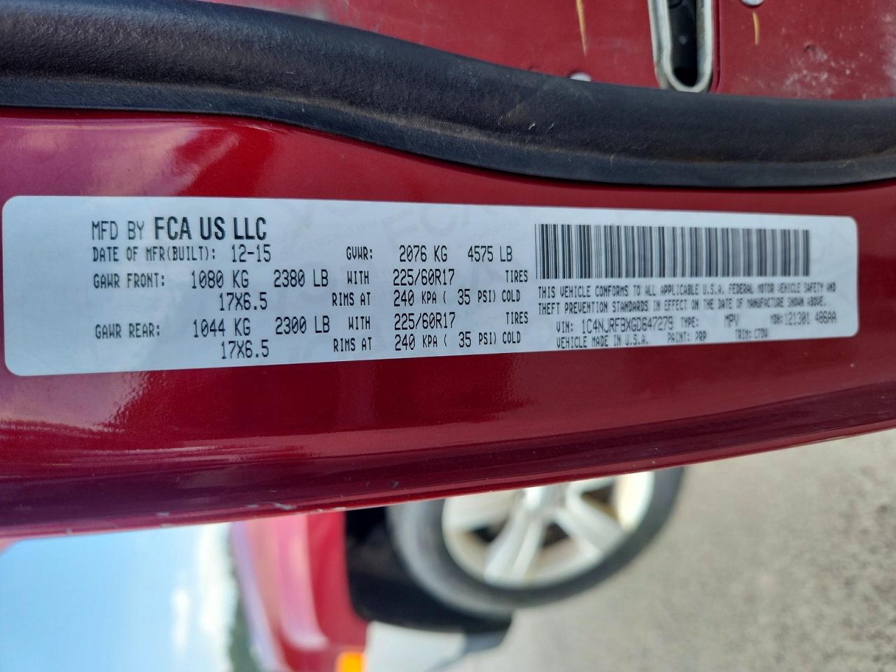 2016 Jeep Patriot Latitude Burgundy vin: 1C4NJRFBXGD647279