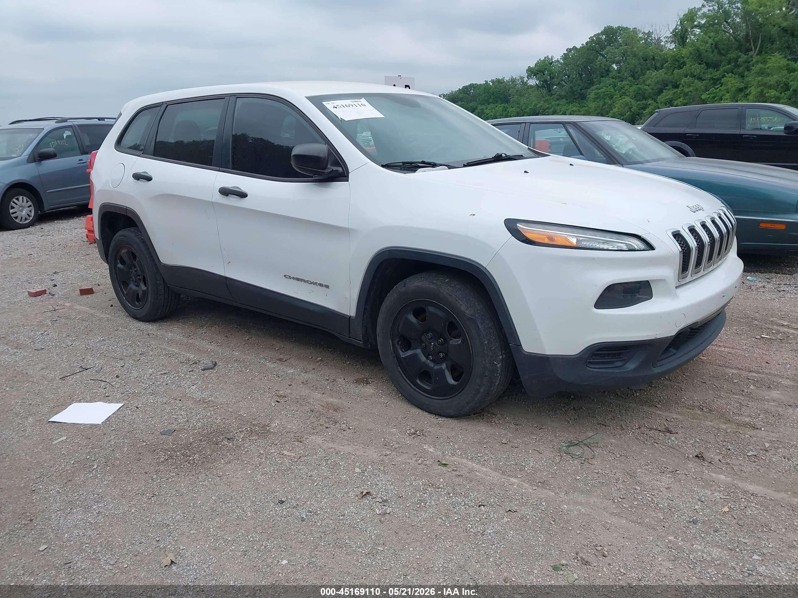 2014 Jeep Cherokee Sport White vin: 1C4PJLAB0EW104554