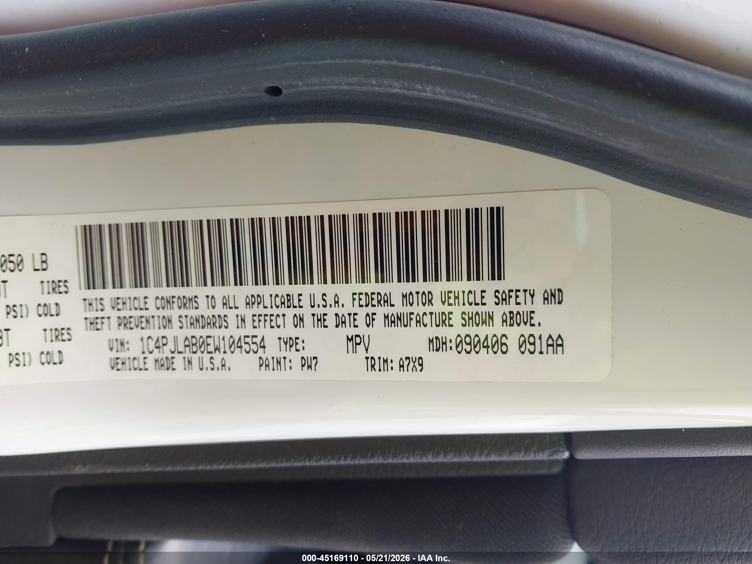 2014 Jeep Cherokee Sport White vin: 1C4PJLAB0EW104554