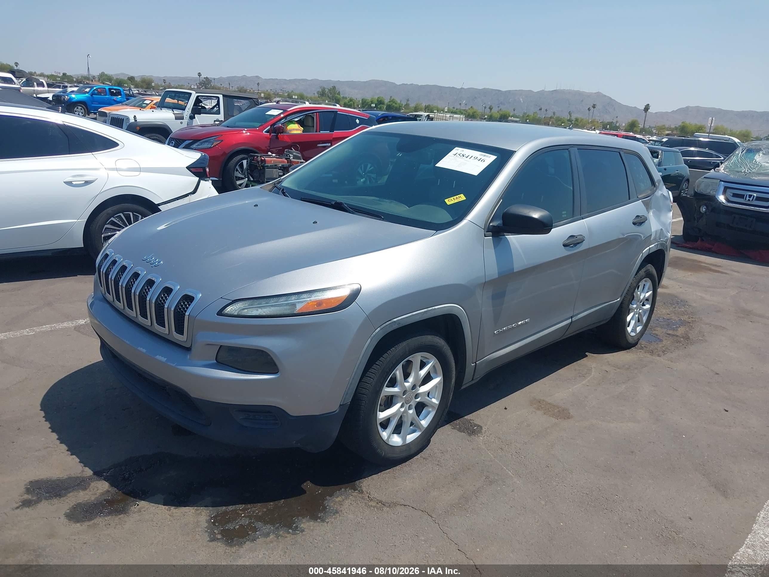 2014 Jeep Cherokee Sport Silver vin: 1C4PJLAB0EW109981