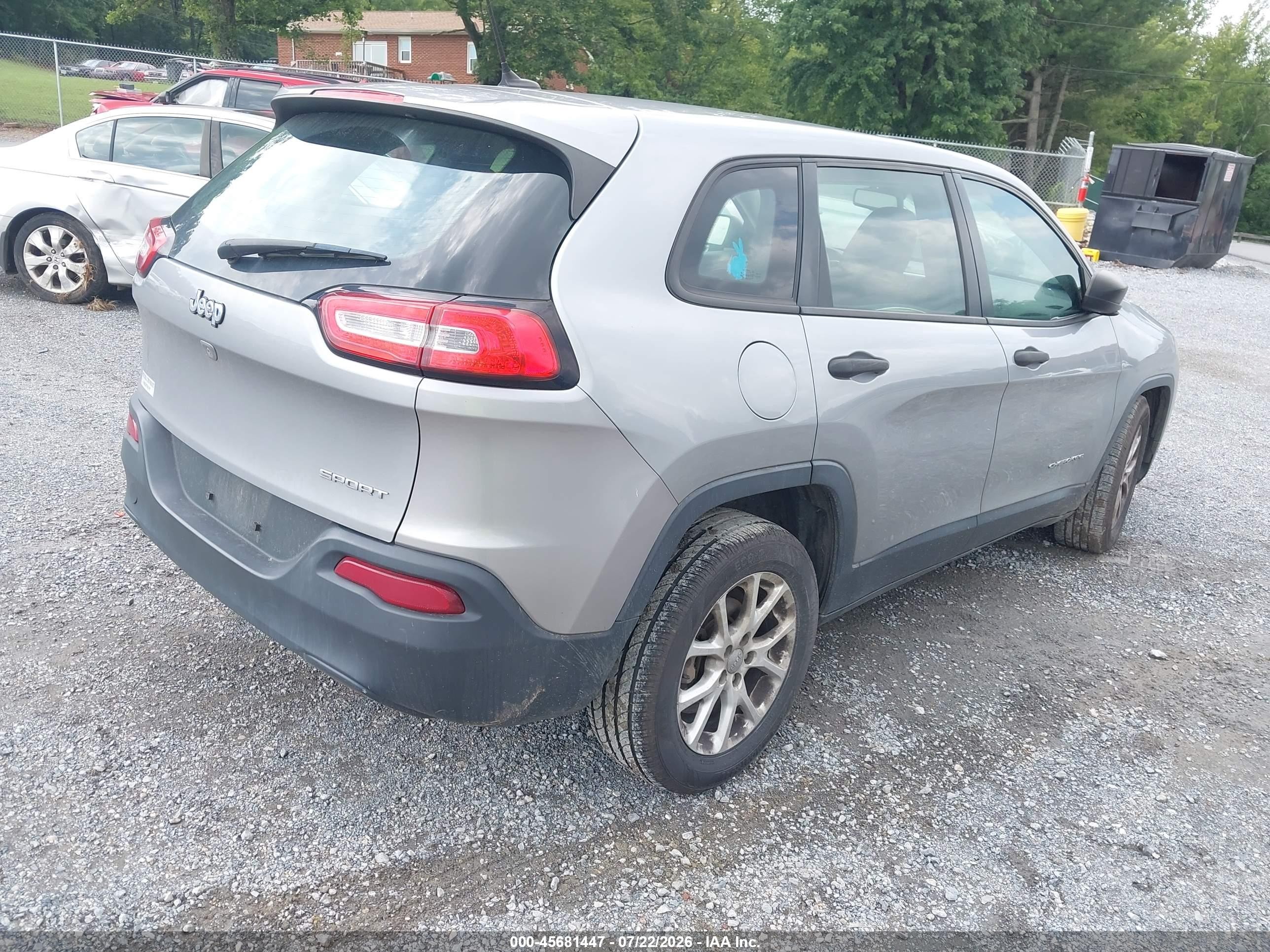 2014 Jeep Cherokee Sport Silver vin: 1C4PJLAB0EW112993