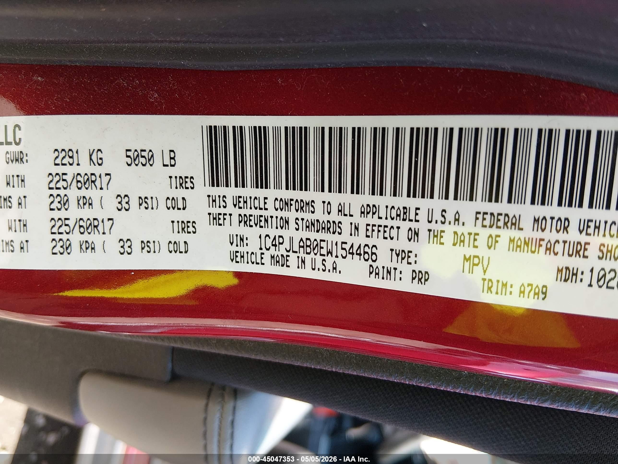 2014 Jeep Cherokee Sport Red vin: 1C4PJLAB0EW154466