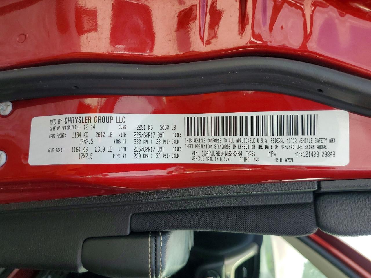 2015 Jeep Cherokee Sport Red vin: 1C4PJLAB0FW628384