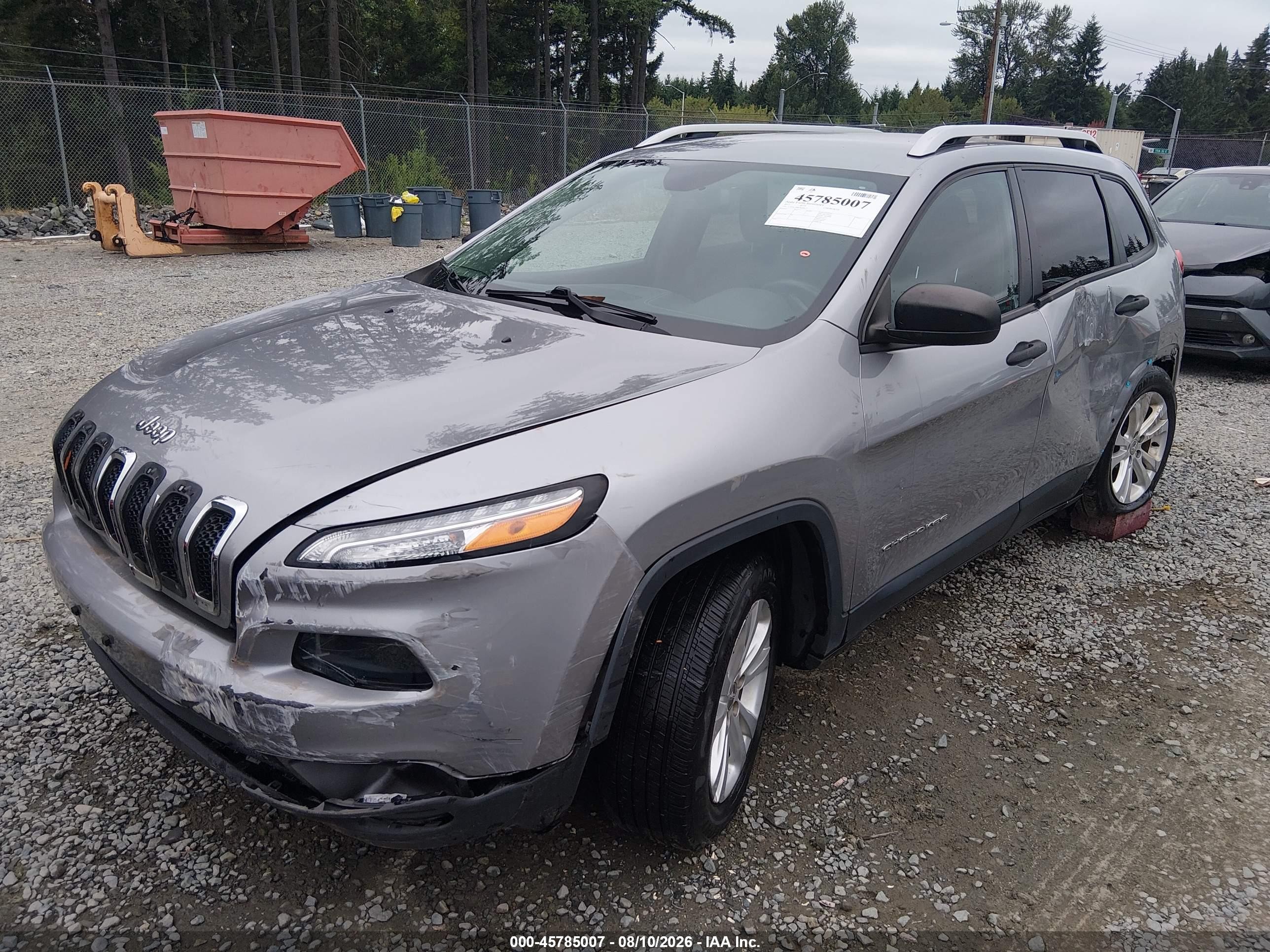 2015 Jeep Cherokee Sport Silver vin: 1C4PJLAB0FW689217