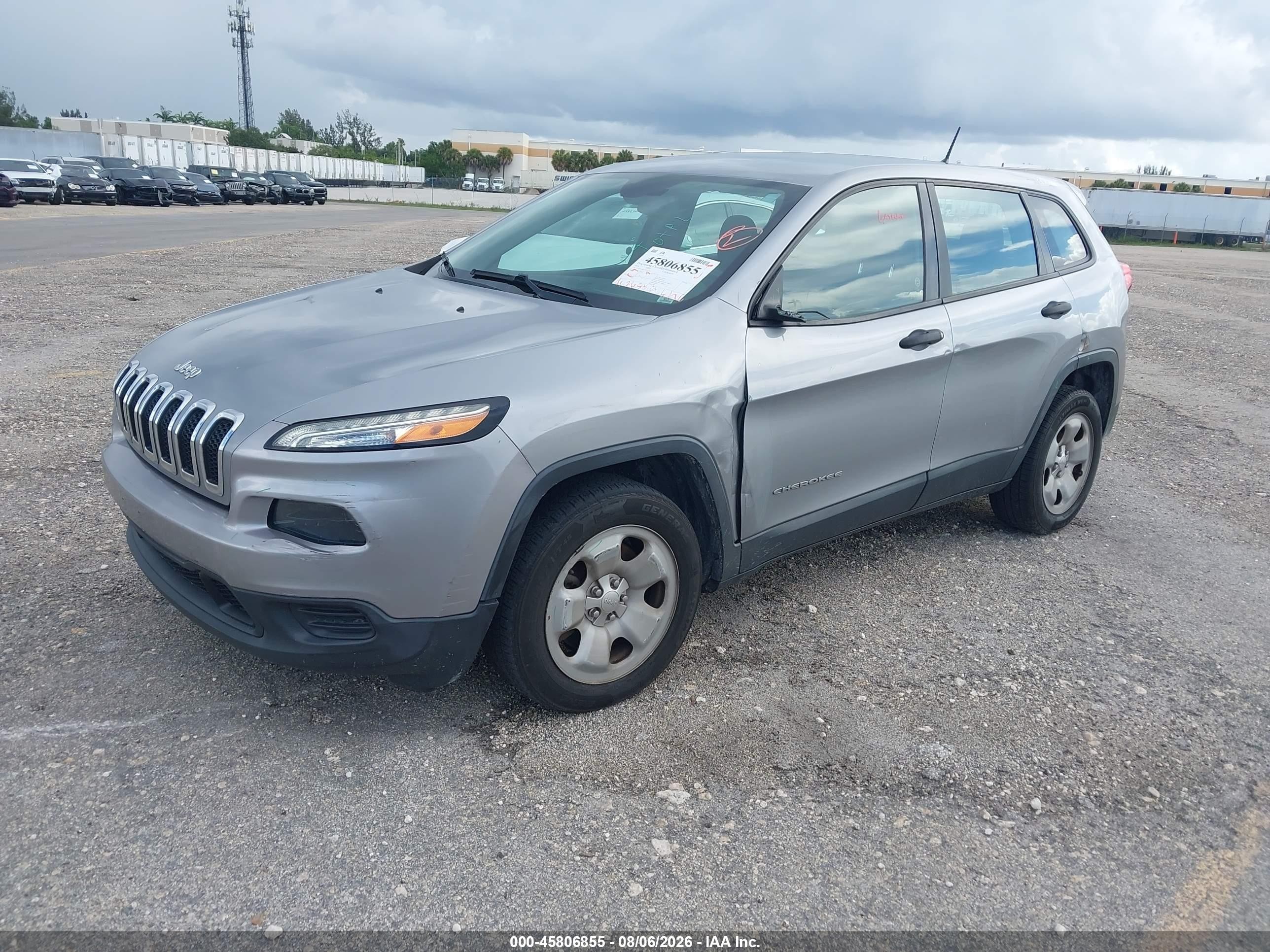2014 Jeep Cherokee Sport Серебряный vin: 1C4PJLAB1EW123226