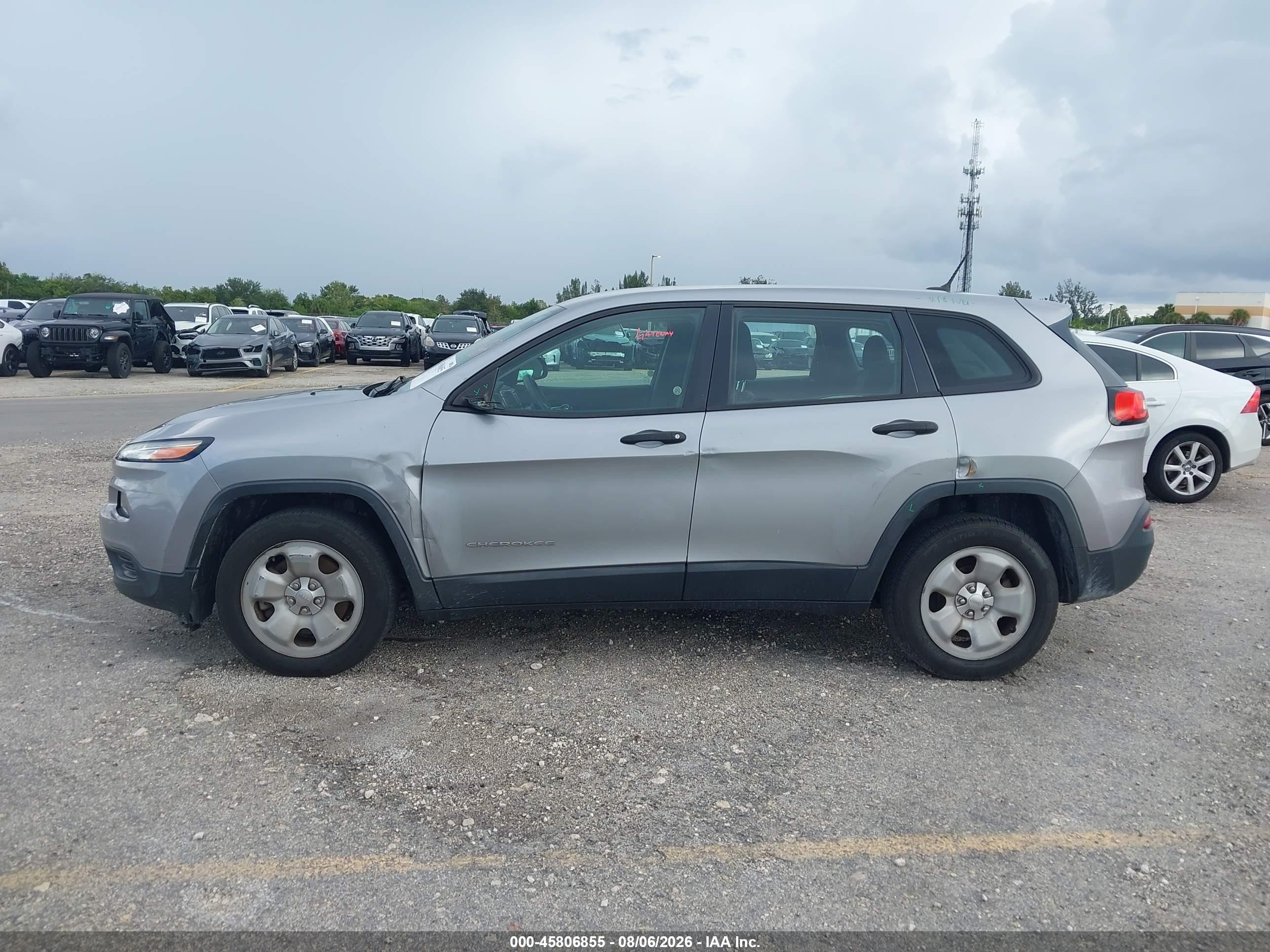 2014 Jeep Cherokee Sport Серебряный vin: 1C4PJLAB1EW123226