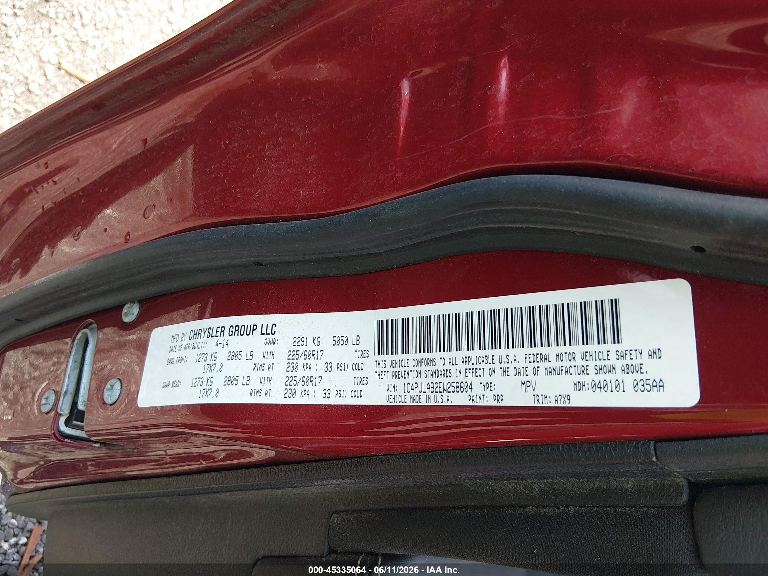 2014 Jeep Cherokee Sport Красный vin: 1C4PJLAB2EW258604