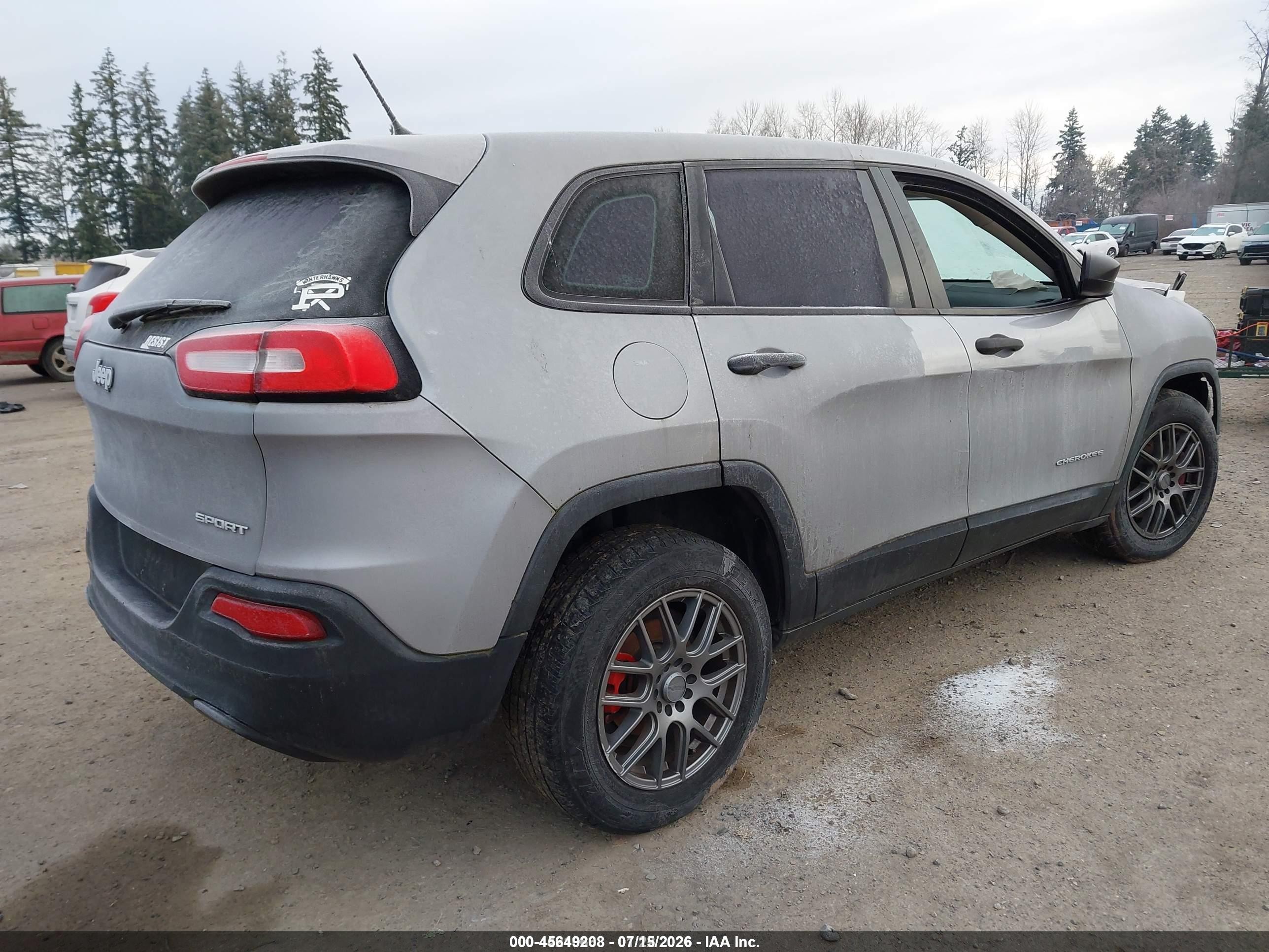 2015 Jeep Cherokee Sport Silver vin: 1C4PJLAB2FW637068
