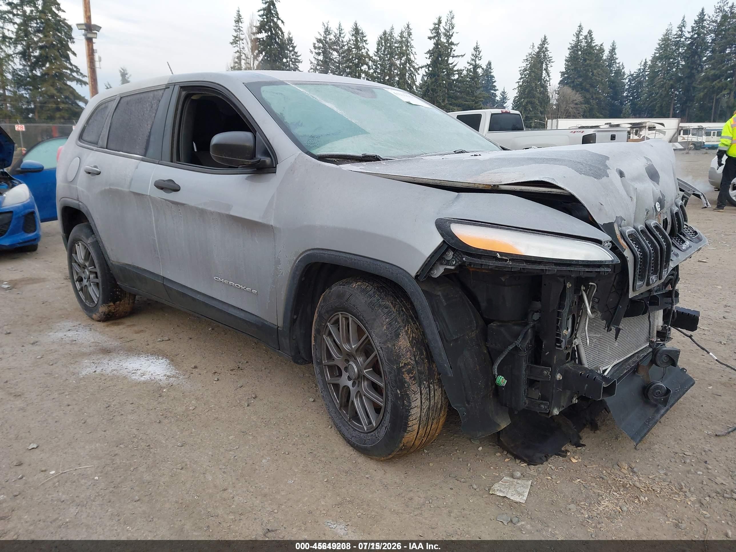 2015 Jeep Cherokee Sport Silver vin: 1C4PJLAB2FW637068
