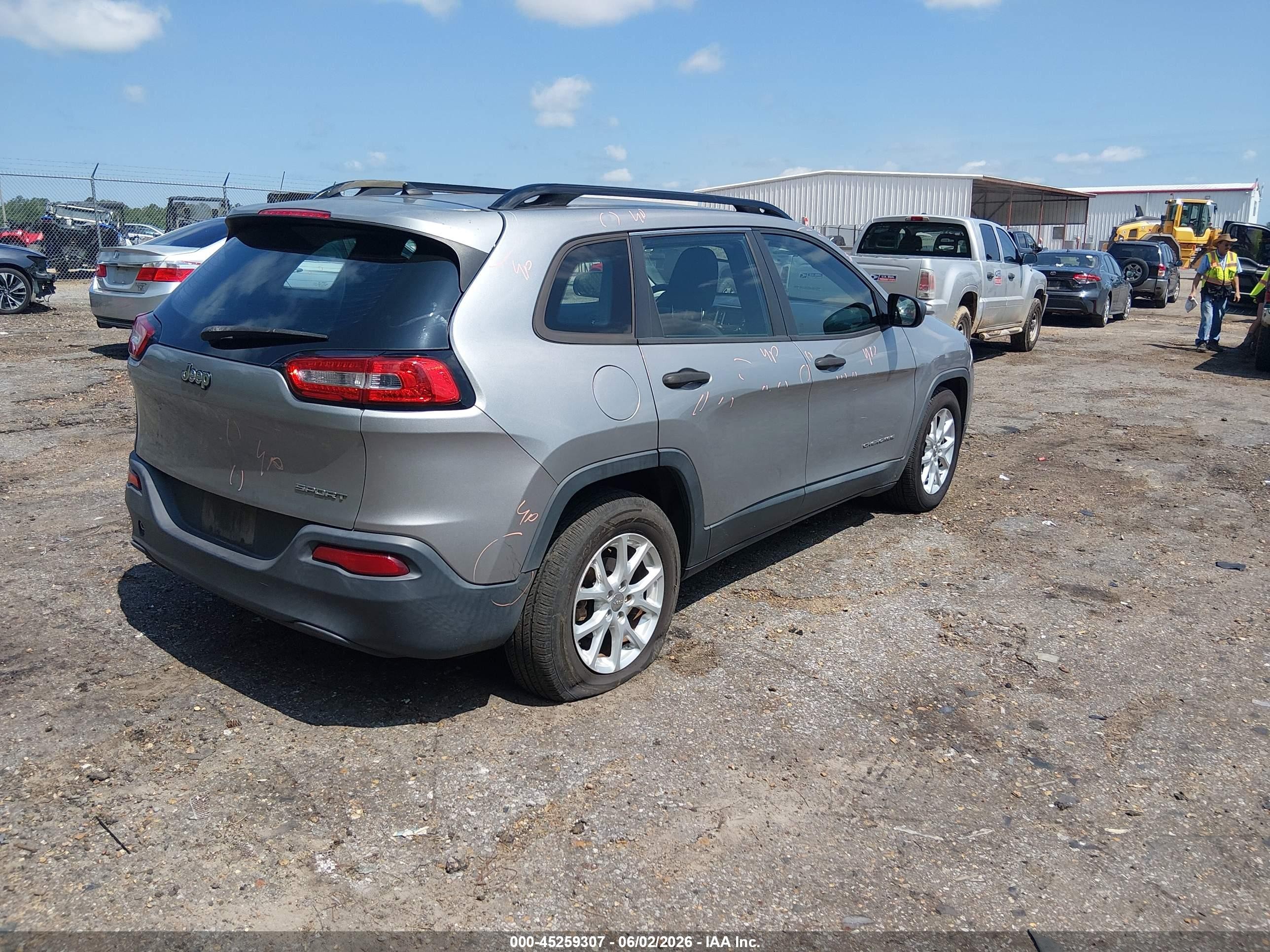 2015 Jeep Cherokee Sport Gray vin: 1C4PJLAB3FW761768