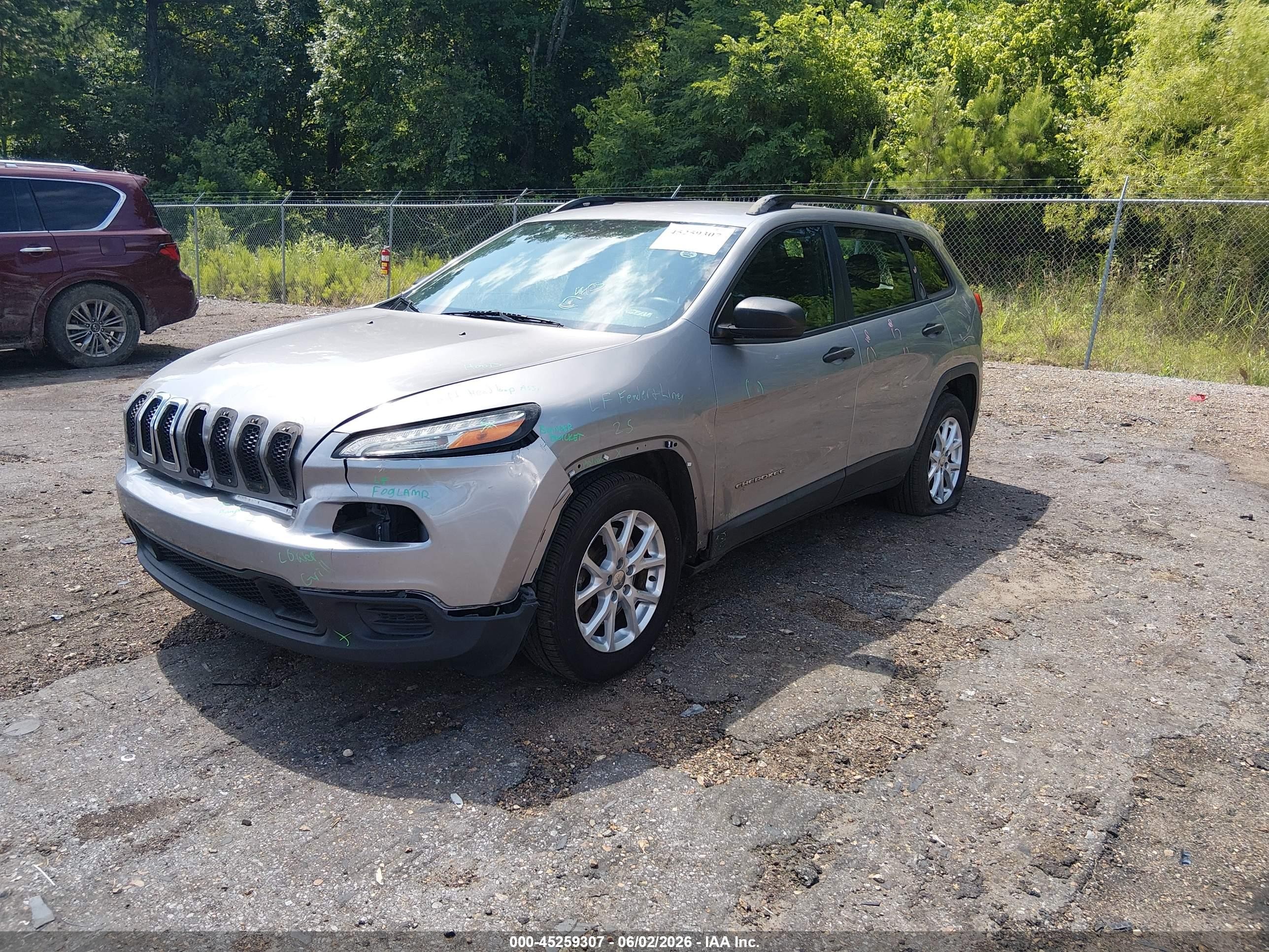 2015 Jeep Cherokee Sport Gray vin: 1C4PJLAB3FW761768