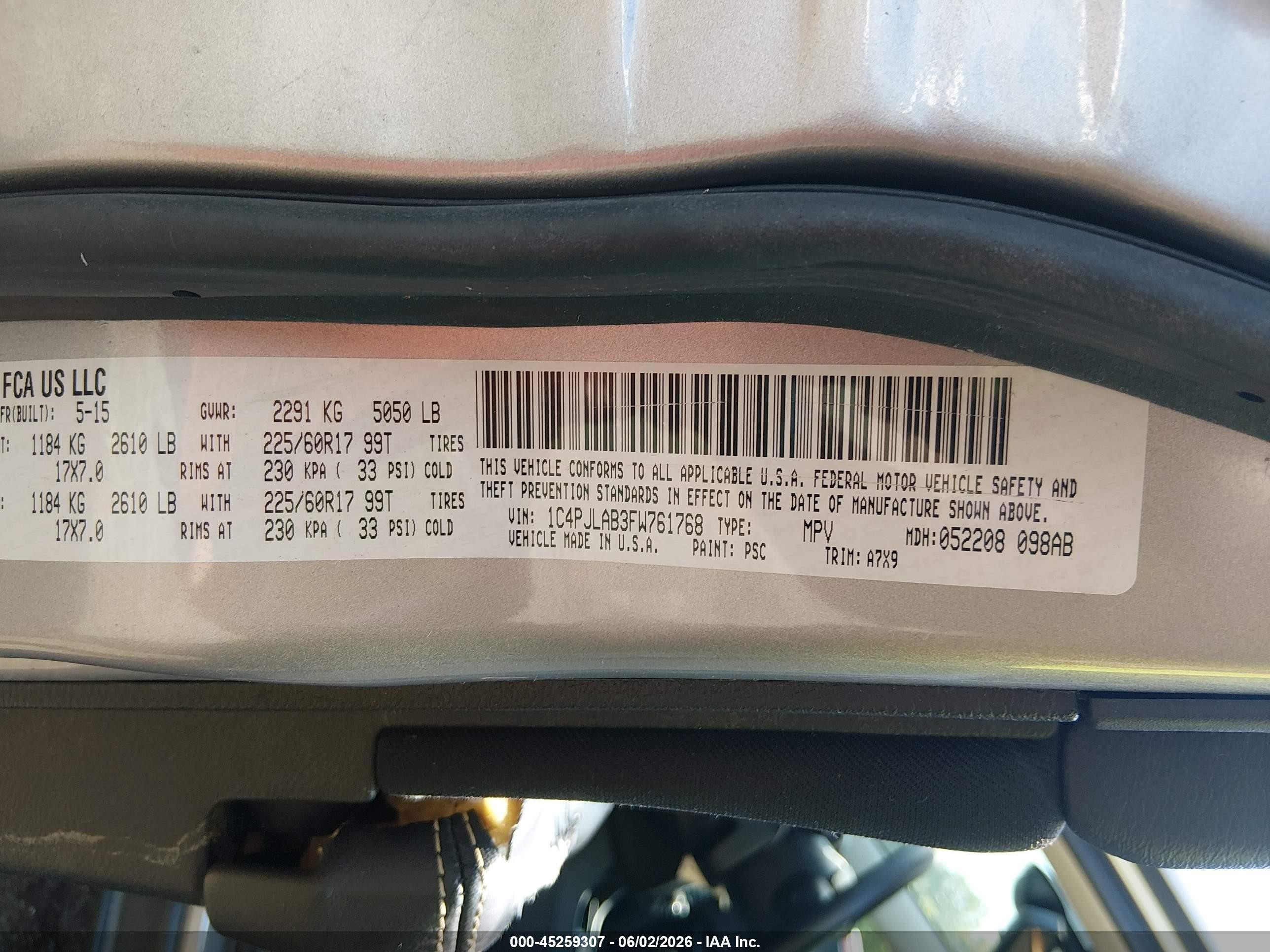 2015 Jeep Cherokee Sport Gray vin: 1C4PJLAB3FW761768