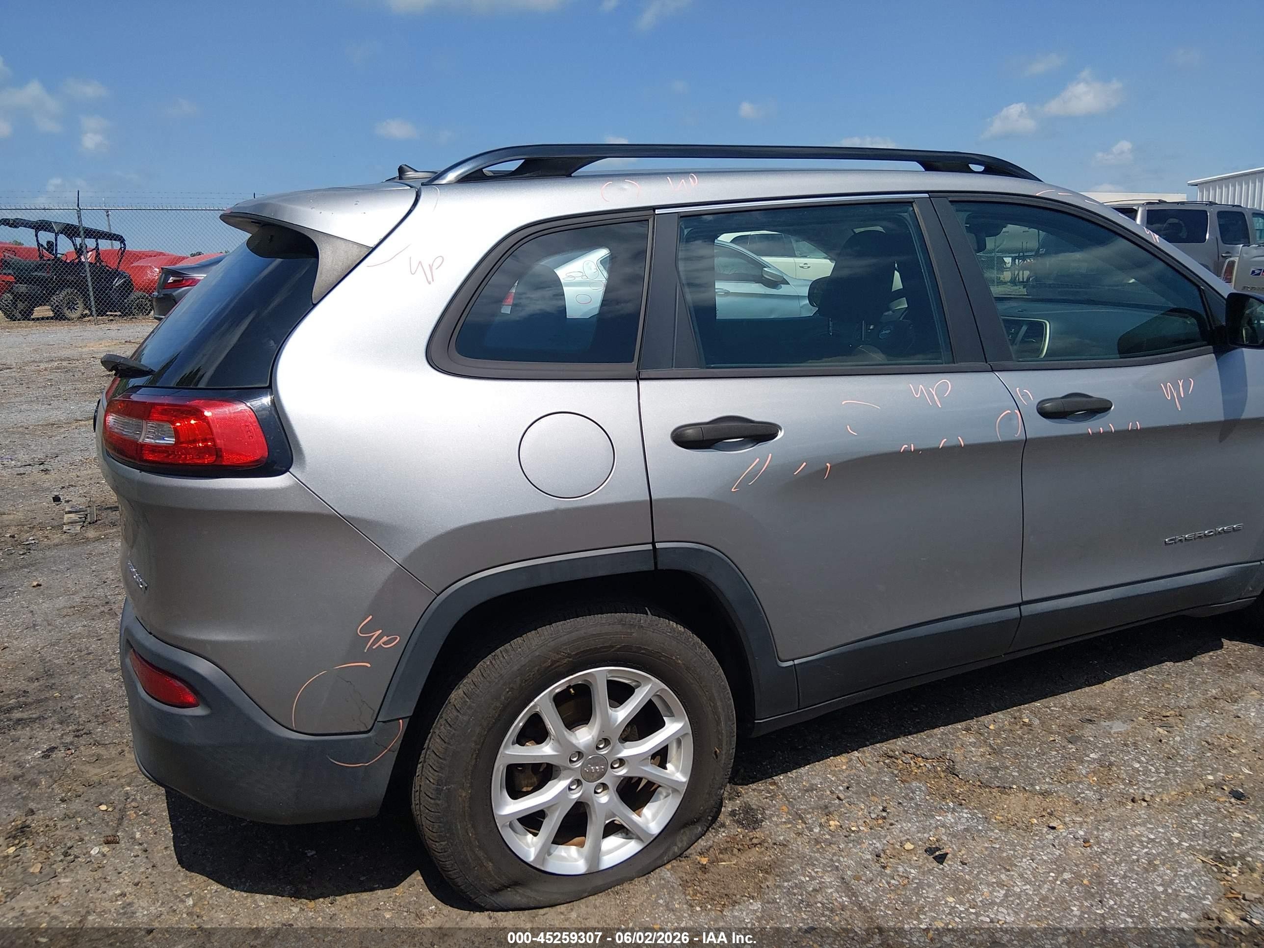 2015 Jeep Cherokee Sport Gray vin: 1C4PJLAB3FW761768