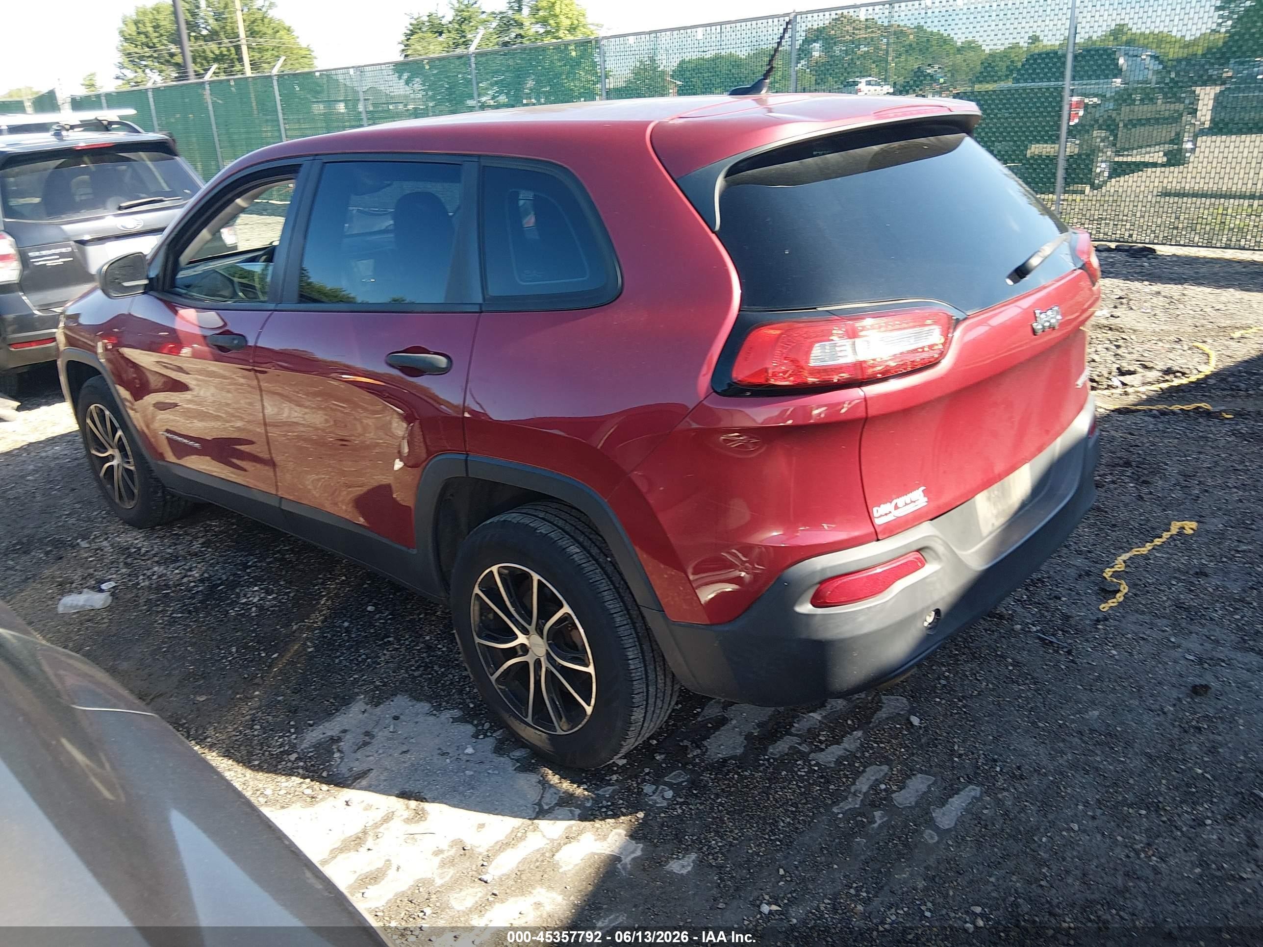 2014 Jeep Cherokee Sport Burgundy vin: 1C4PJLAB4EW143860