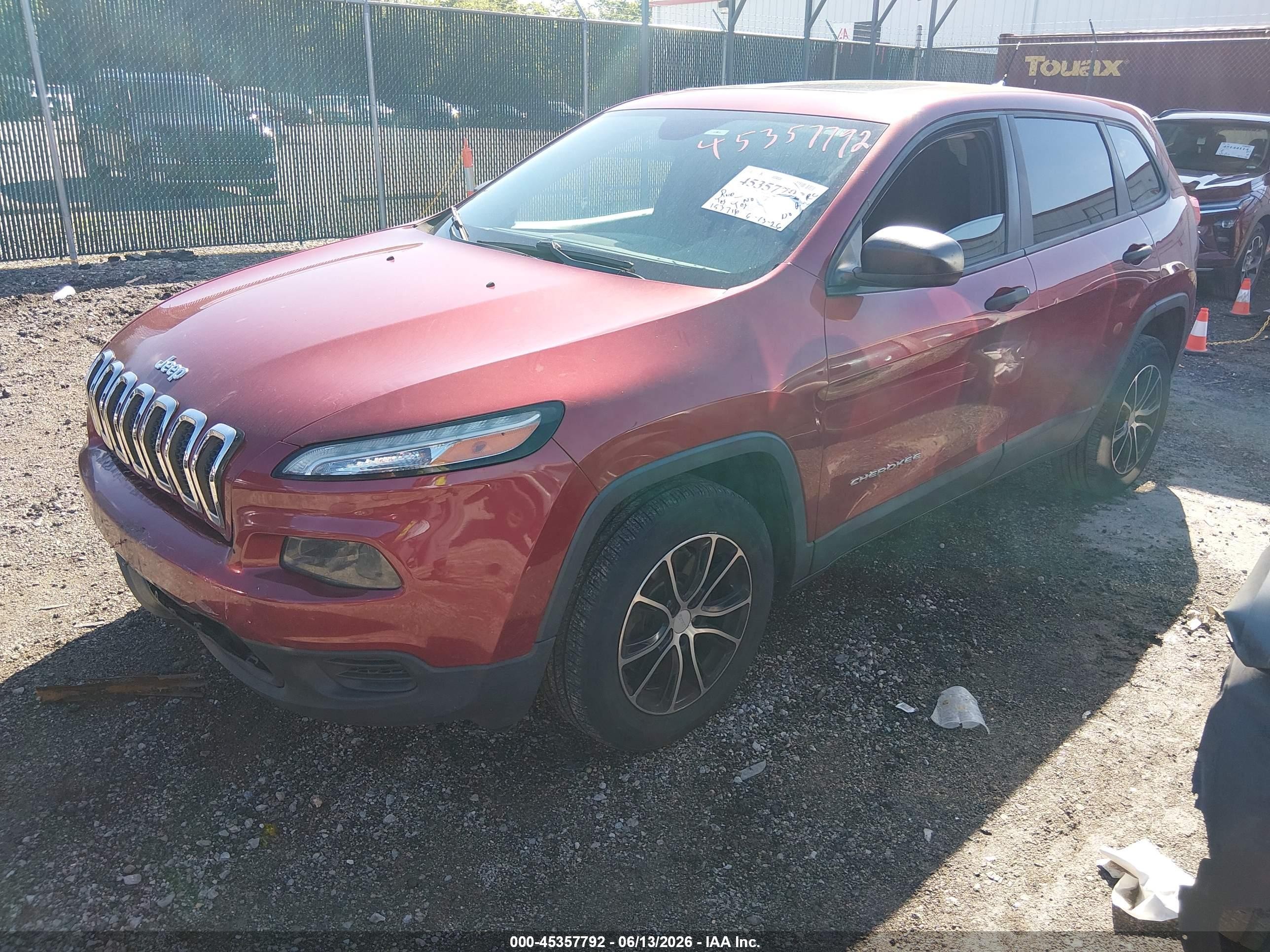 2014 Jeep Cherokee Sport Burgundy vin: 1C4PJLAB4EW143860