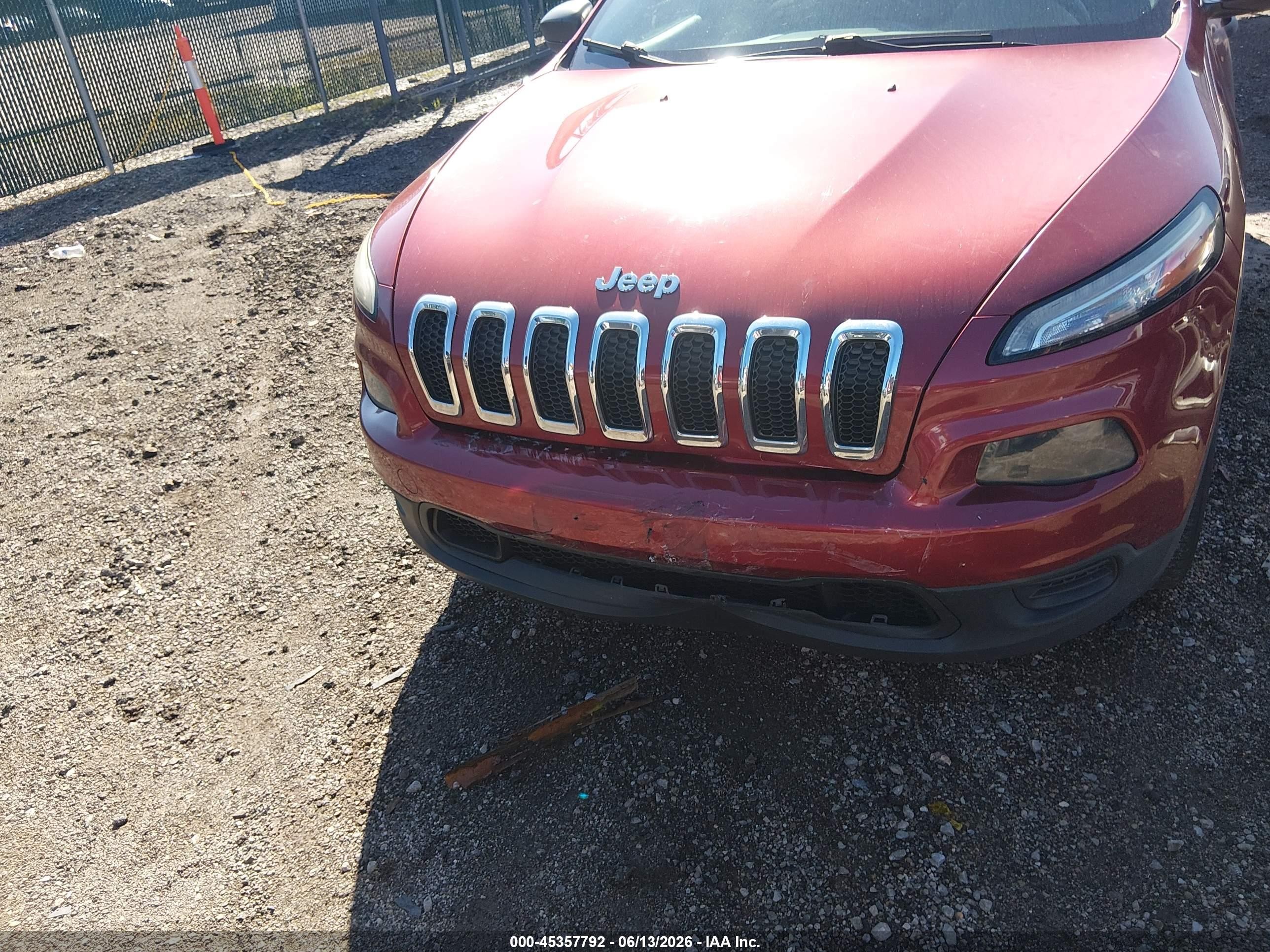 2014 Jeep Cherokee Sport Burgundy vin: 1C4PJLAB4EW143860