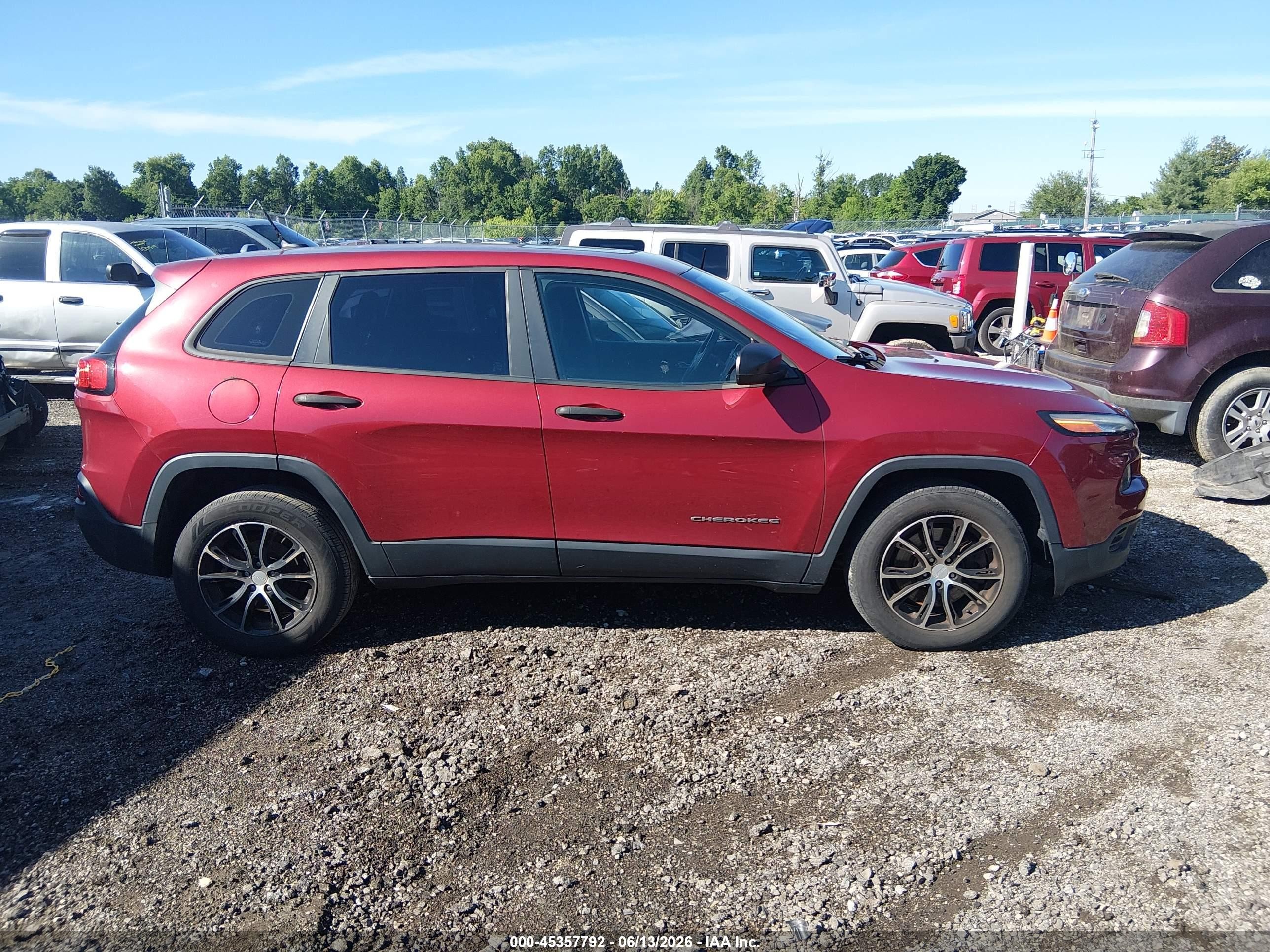 2014 Jeep Cherokee Sport Burgundy vin: 1C4PJLAB4EW143860