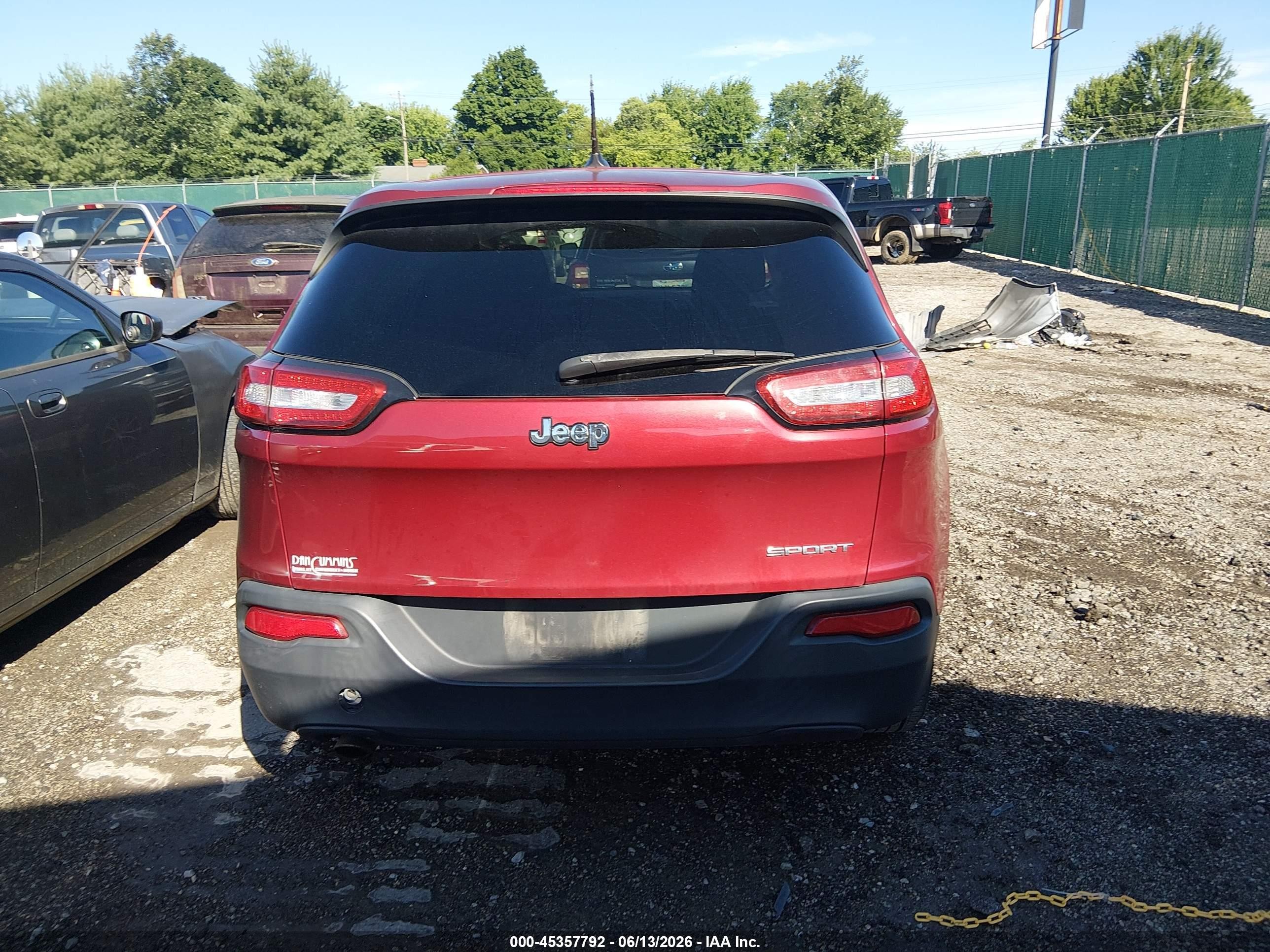 2014 Jeep Cherokee Sport Burgundy vin: 1C4PJLAB4EW143860