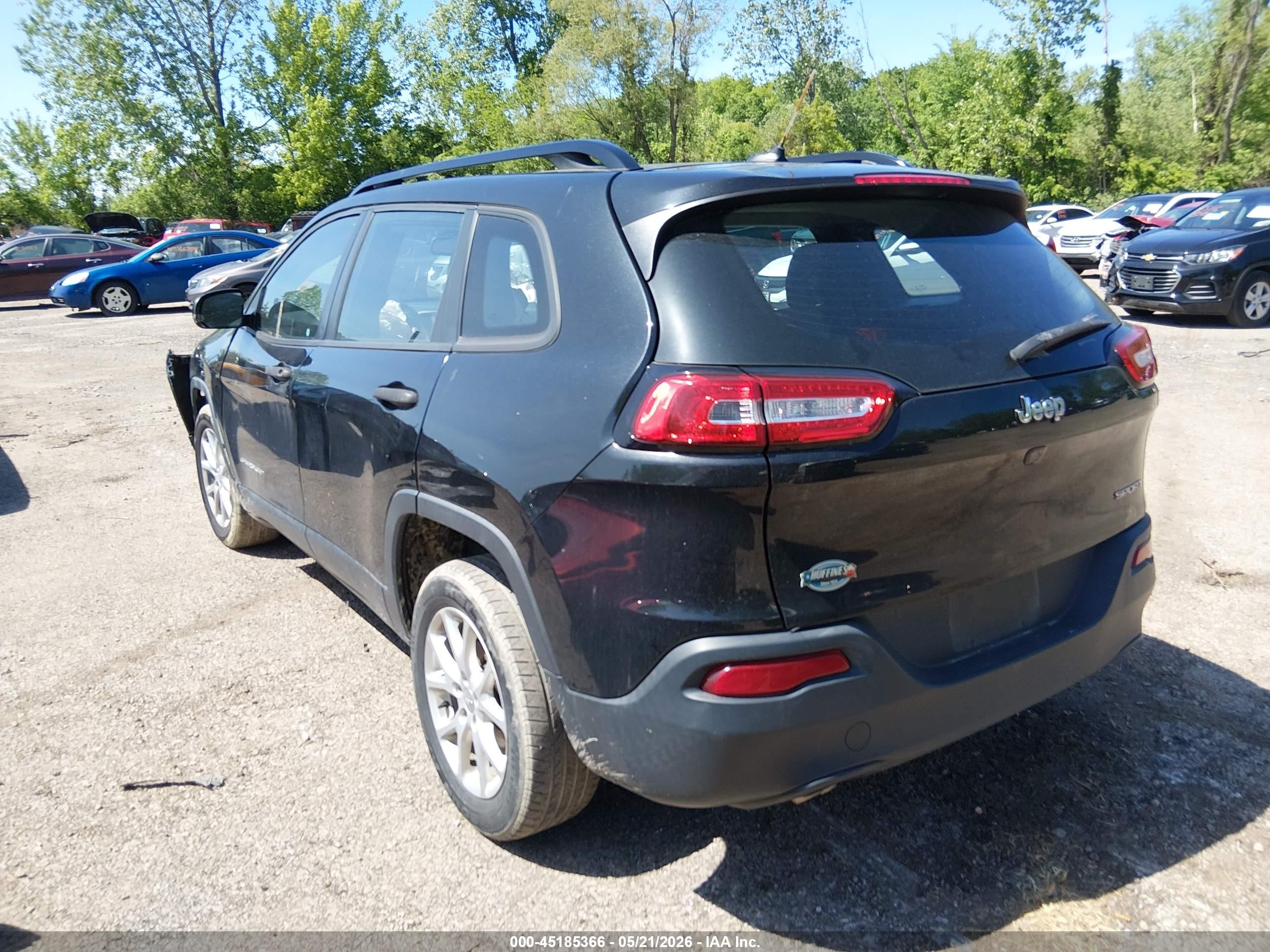 2015 Jeep Cherokee Sport Black vin: 1C4PJLAB4FW760564