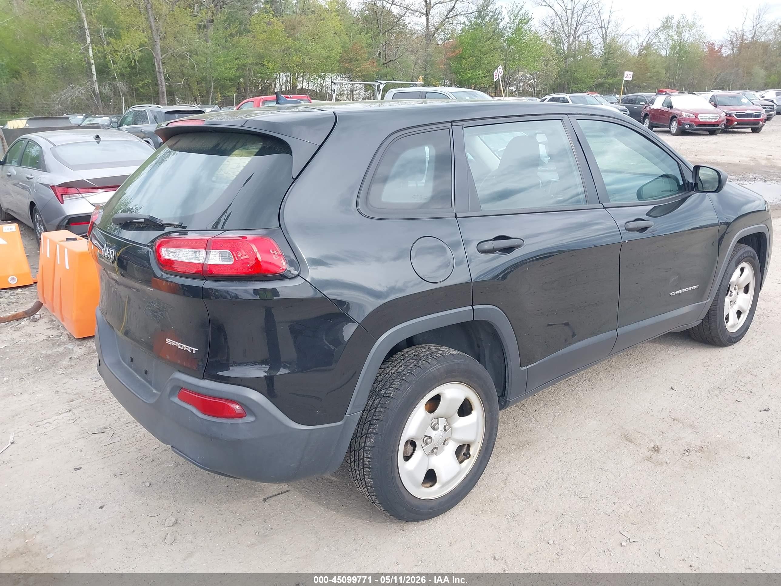 2014 Jeep Cherokee Sport Black vin: 1C4PJLAB5EW122774
