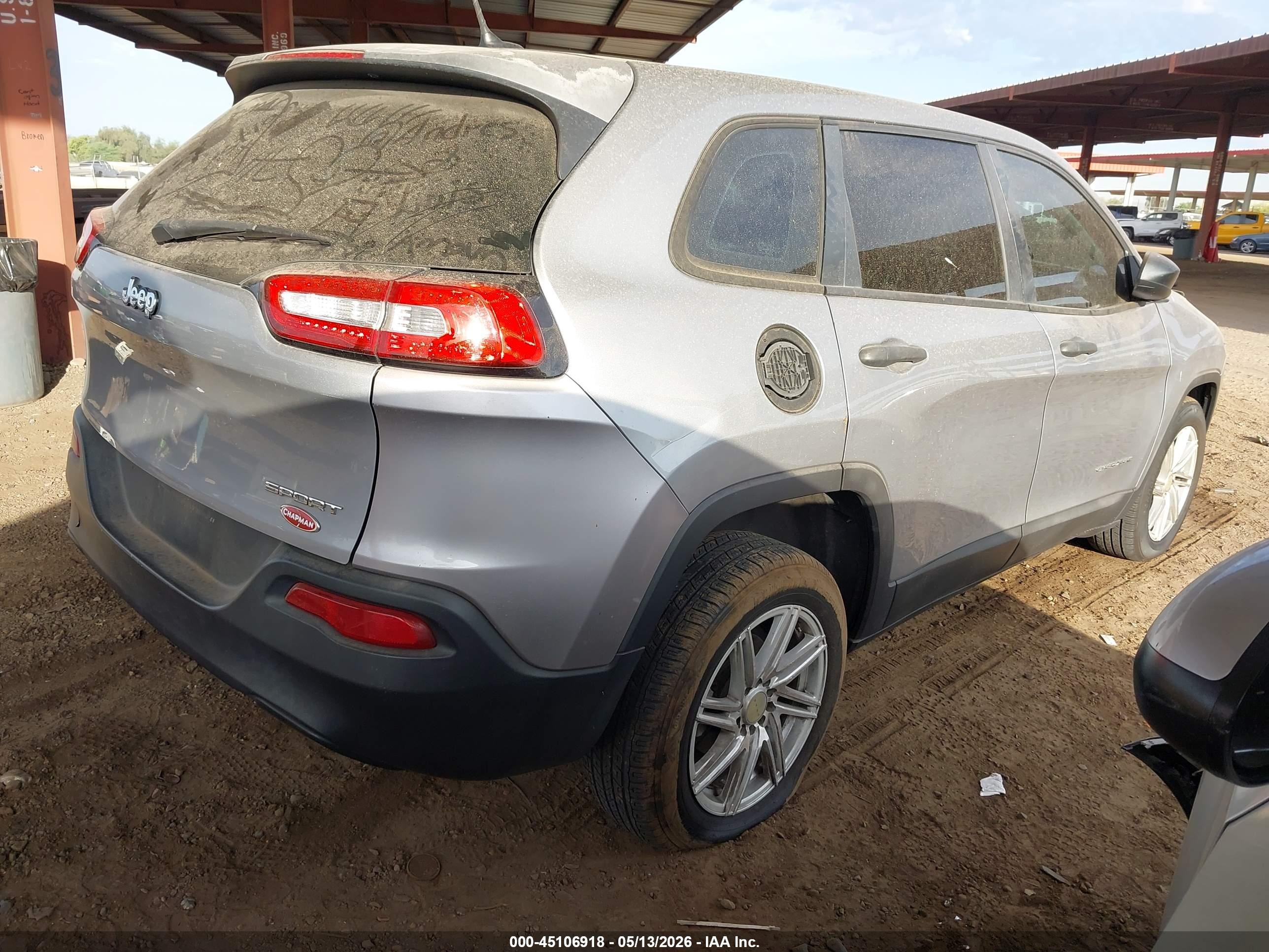 2014 Jeep Cherokee Sport Gray vin: 1C4PJLAB5EW123374