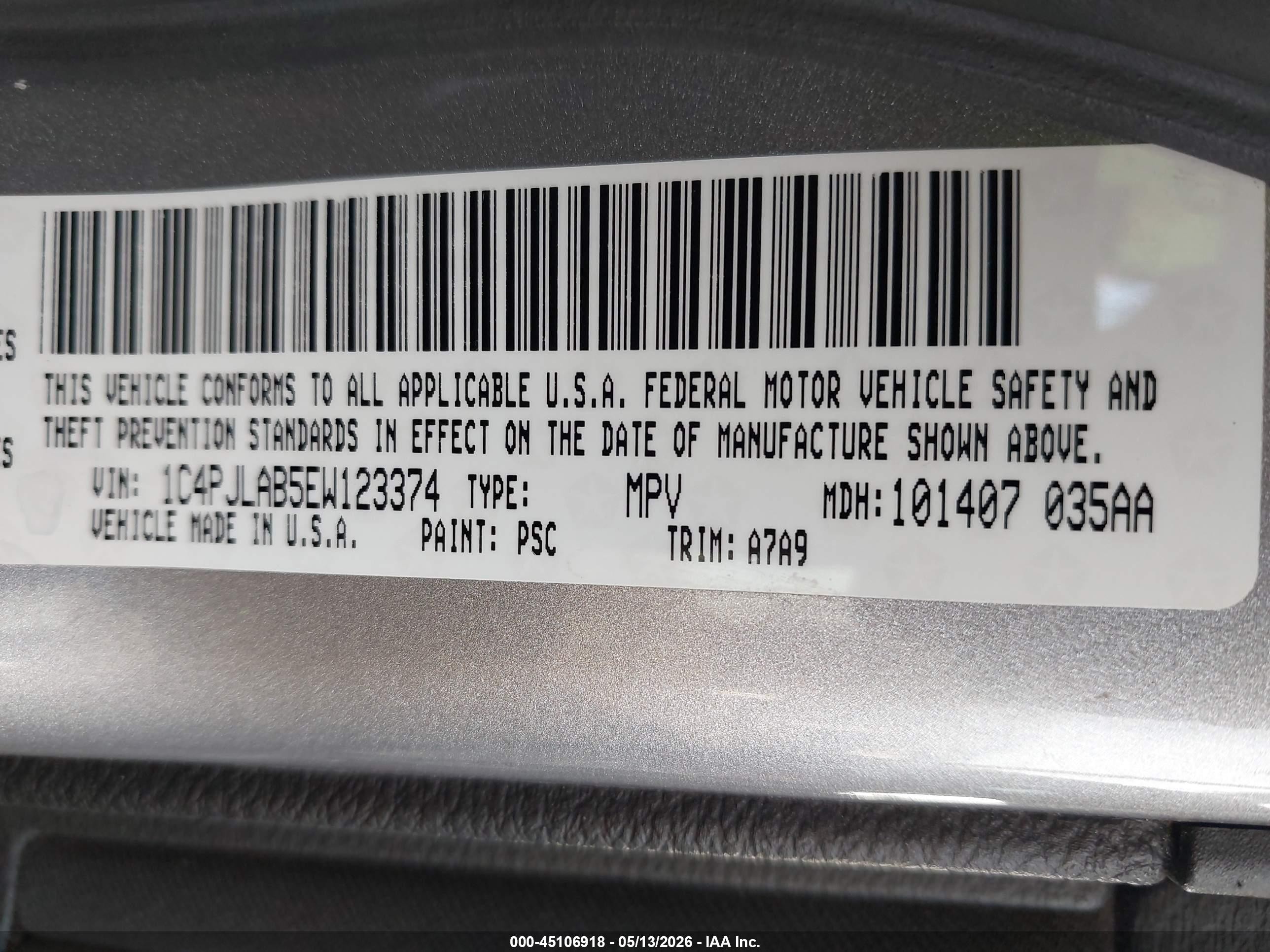 2014 Jeep Cherokee Sport Gray vin: 1C4PJLAB5EW123374