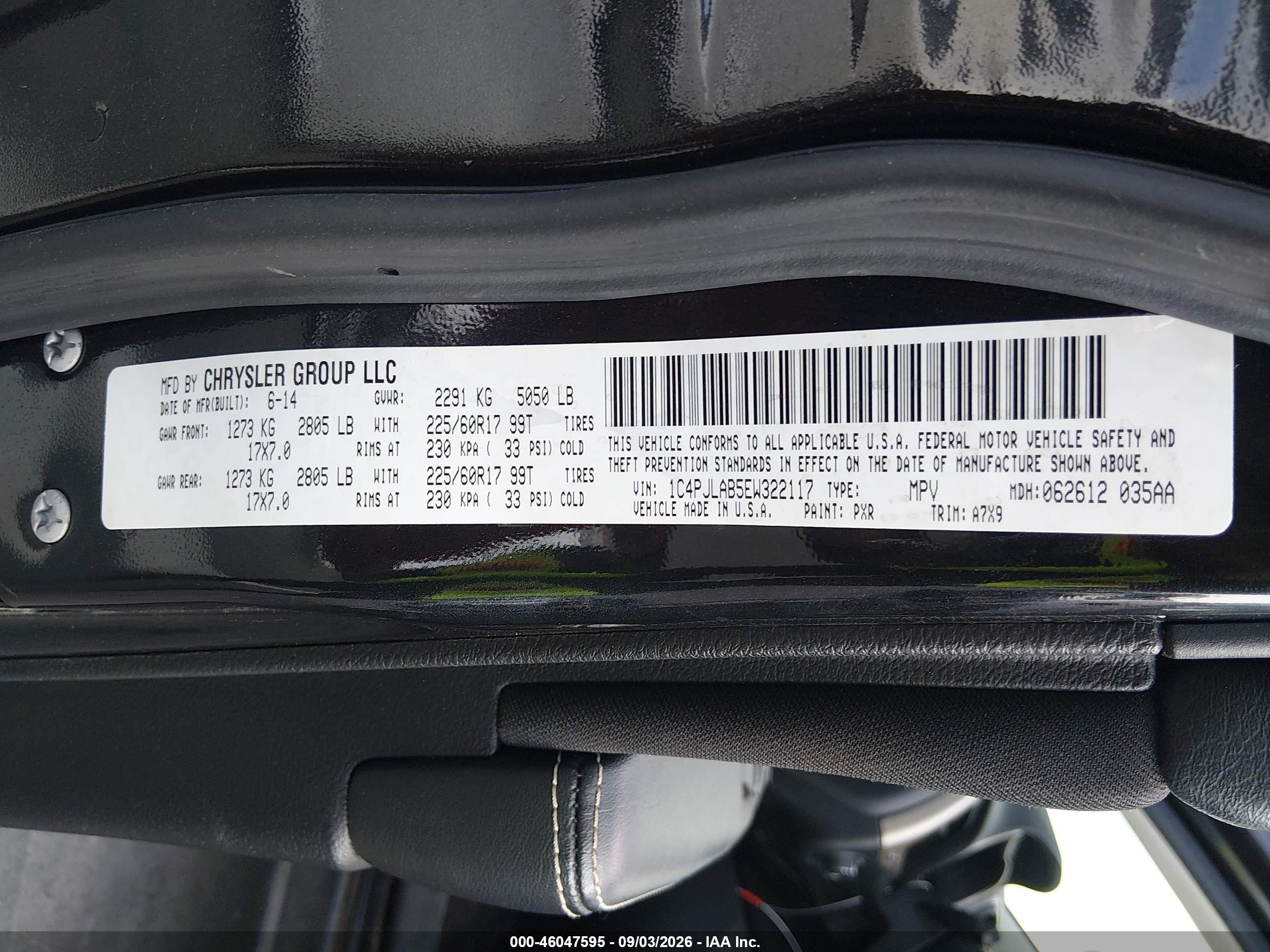 2014 Jeep Cherokee Sport Black vin: 1C4PJLAB5EW322117