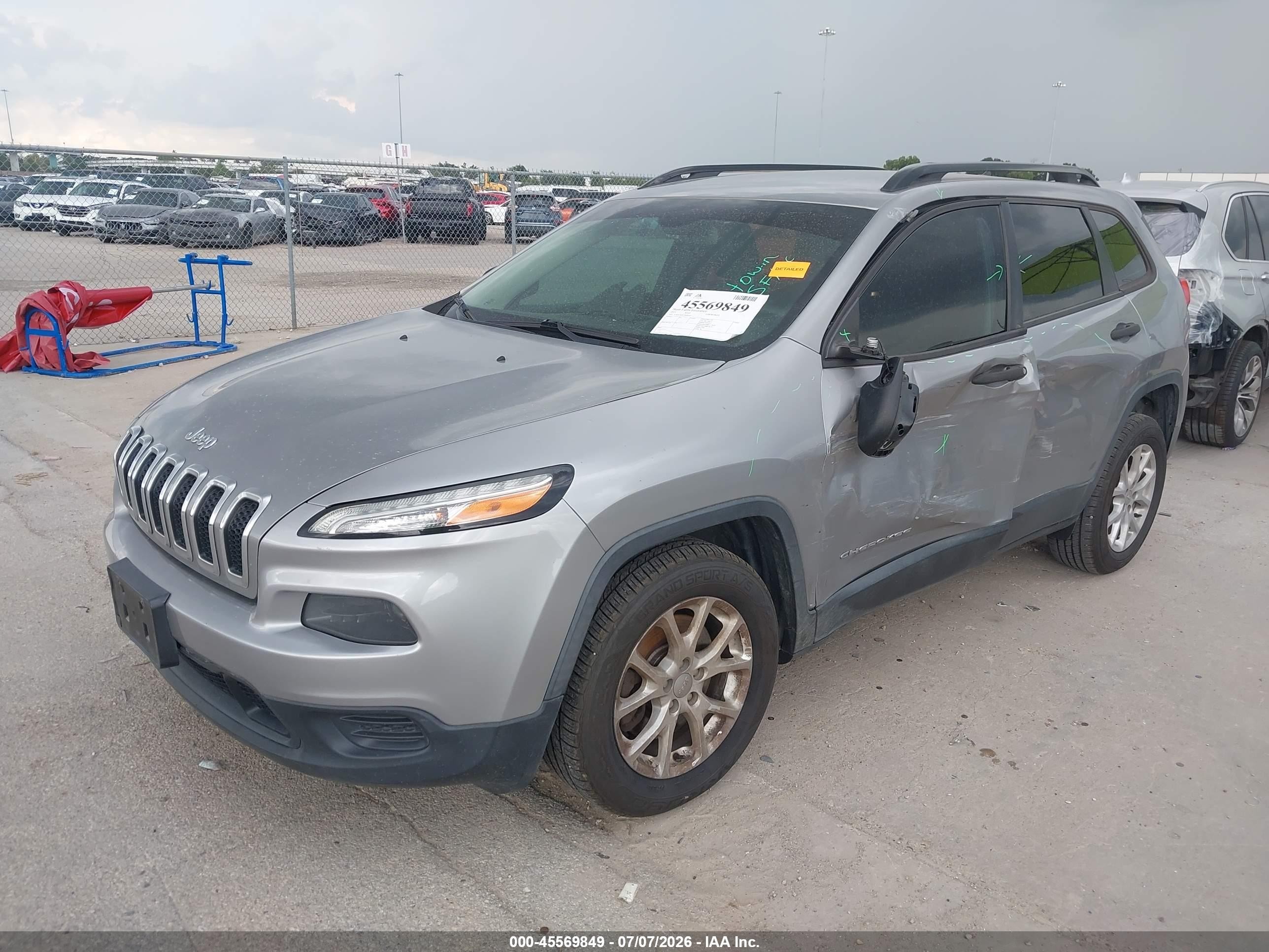 2015 Jeep Cherokee Sport Gray vin: 1C4PJLAB5FW684000
