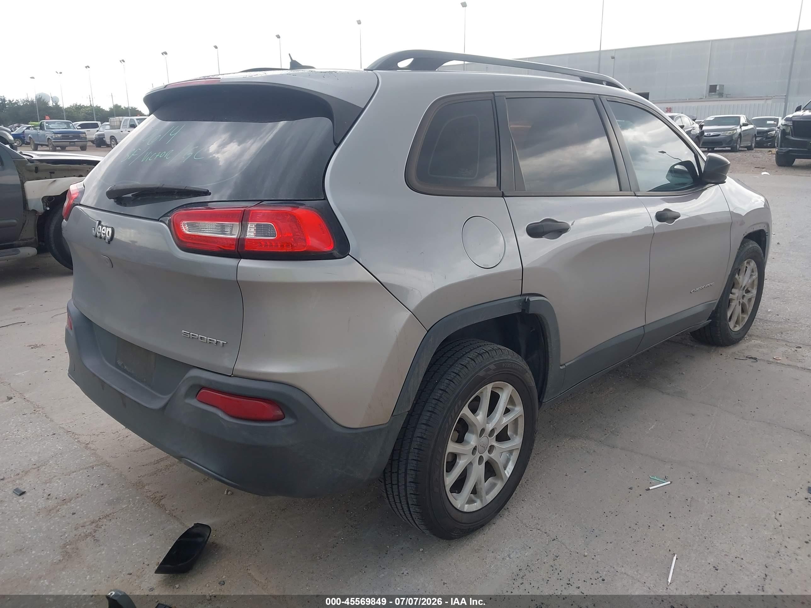 2015 Jeep Cherokee Sport Gray vin: 1C4PJLAB5FW684000