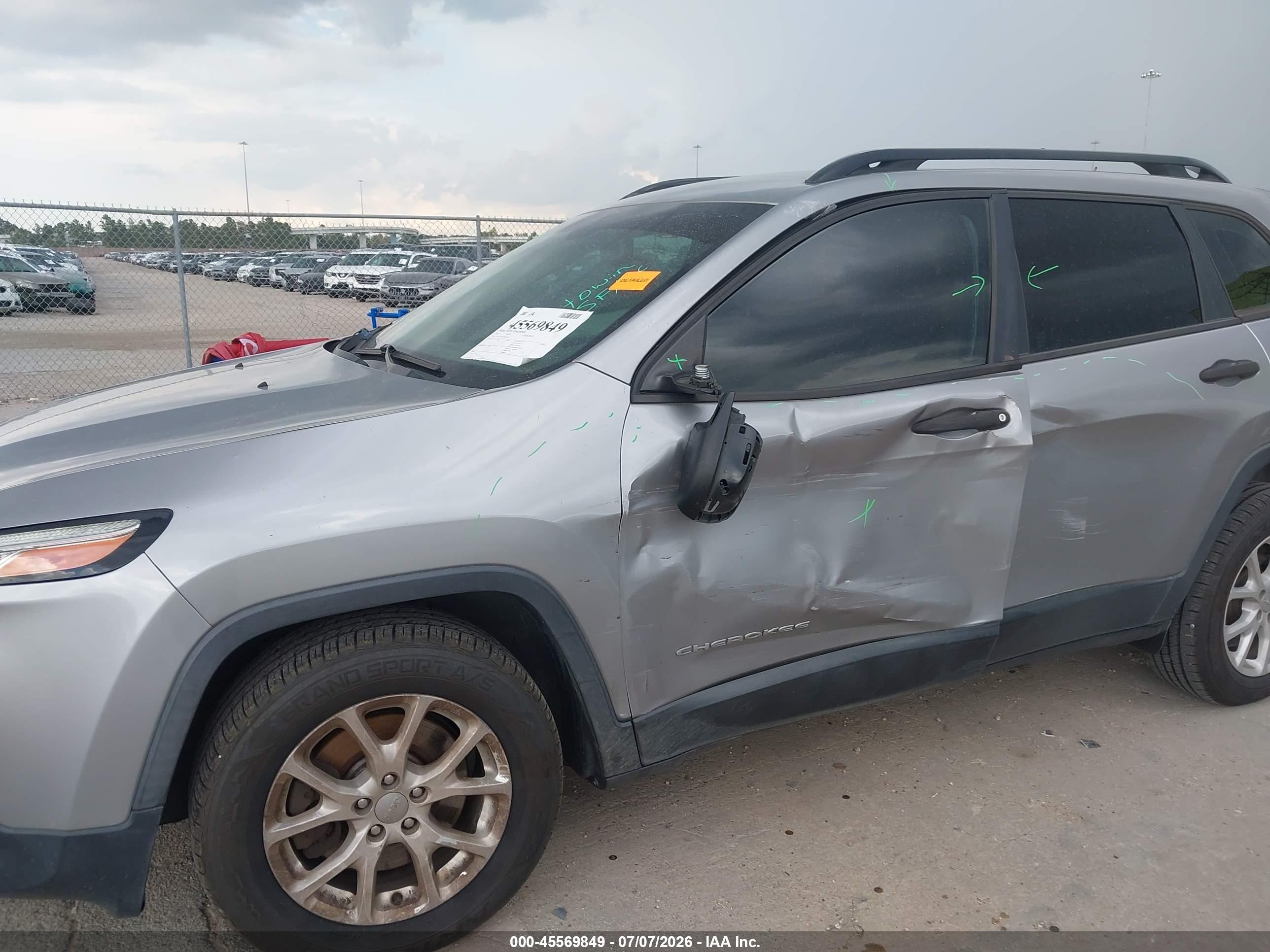 2015 Jeep Cherokee Sport Gray vin: 1C4PJLAB5FW684000