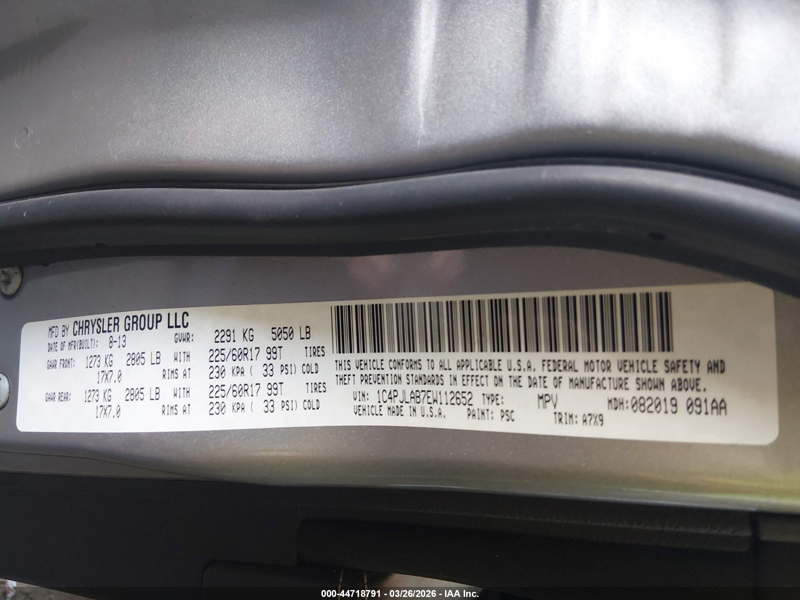 2014 Jeep Cherokee Sport Серебряный vin: 1C4PJLAB7EW112652