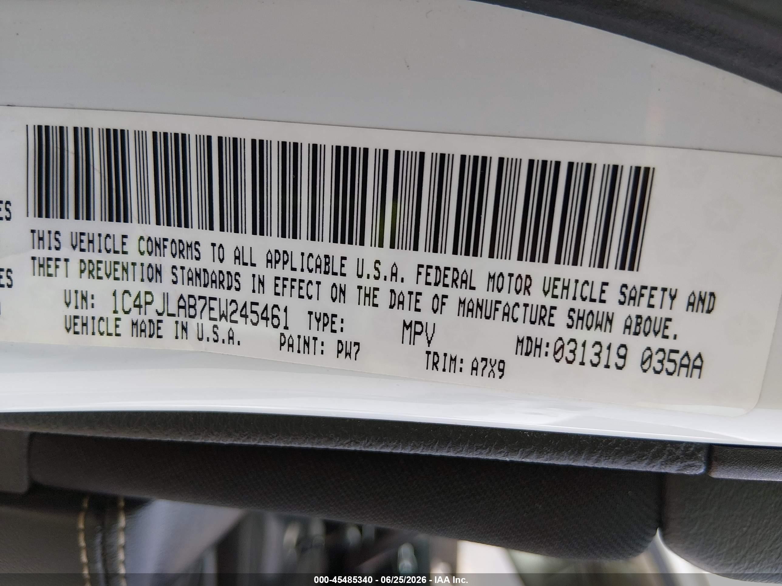 2014 Jeep Cherokee Sport White vin: 1C4PJLAB7EW245461