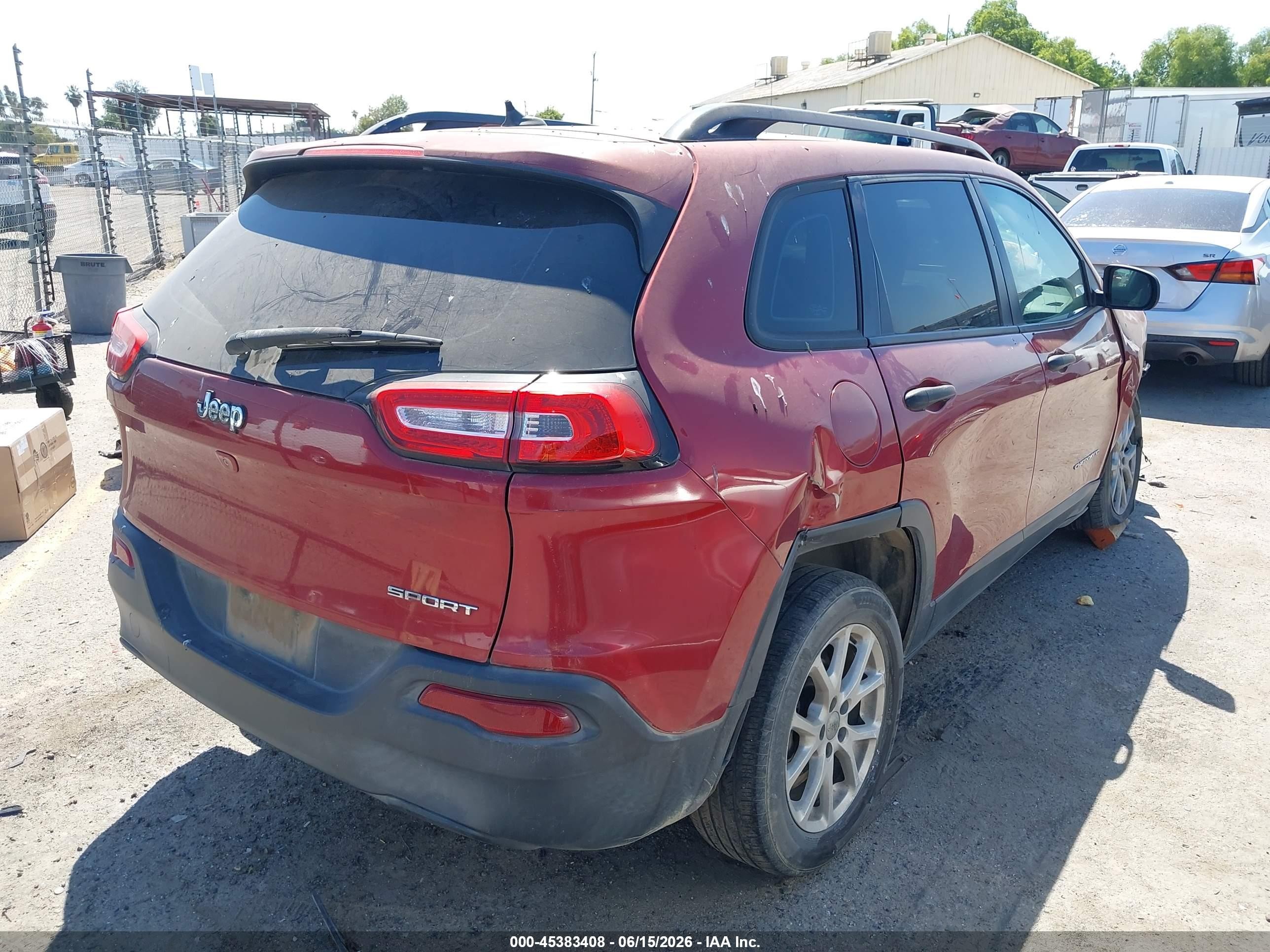 2015 Jeep Cherokee Sport Red vin: 1C4PJLAB7FW701640