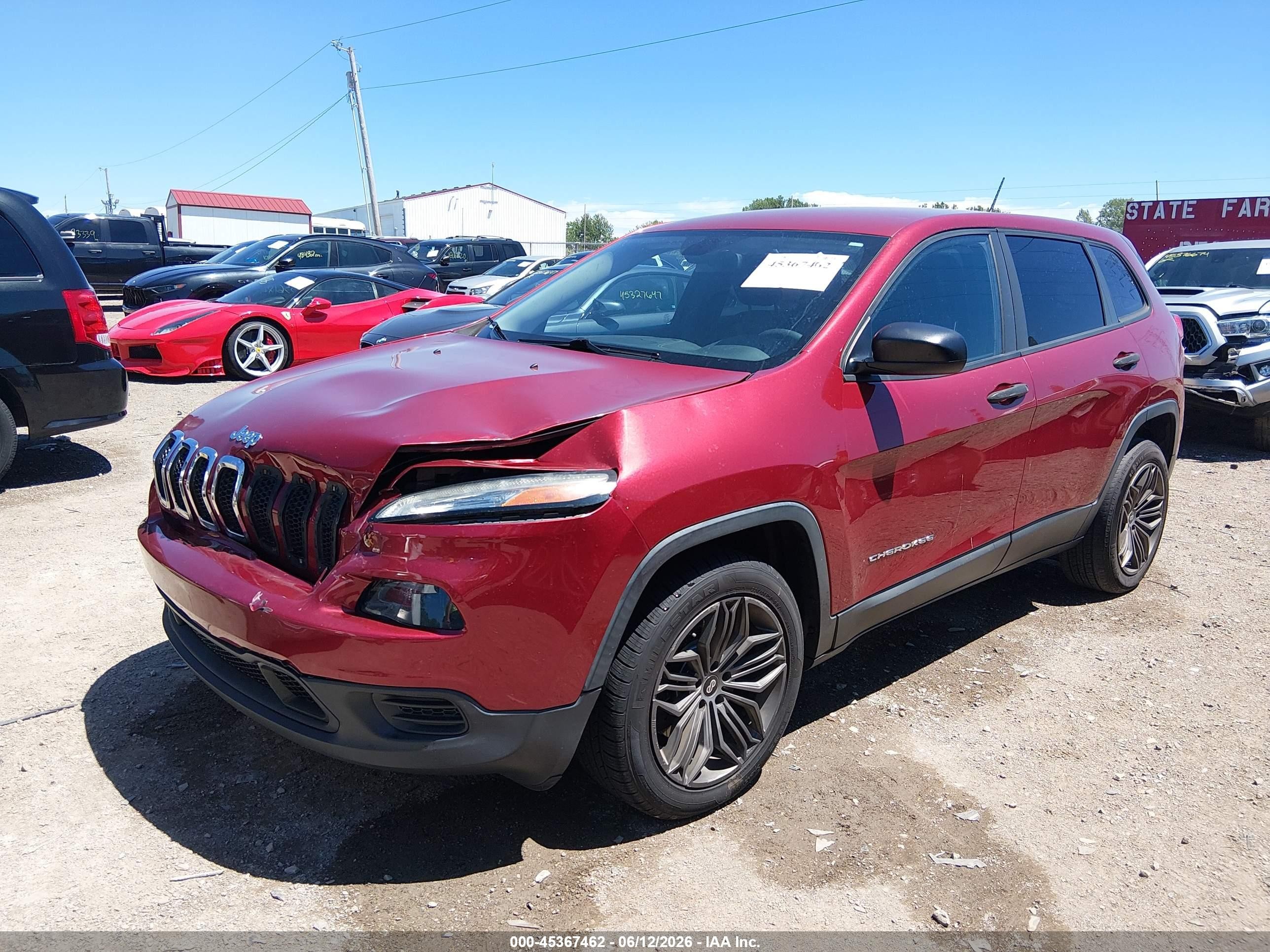 2014 Jeep Cherokee Sport Red vin: 1C4PJLAB8EW163870