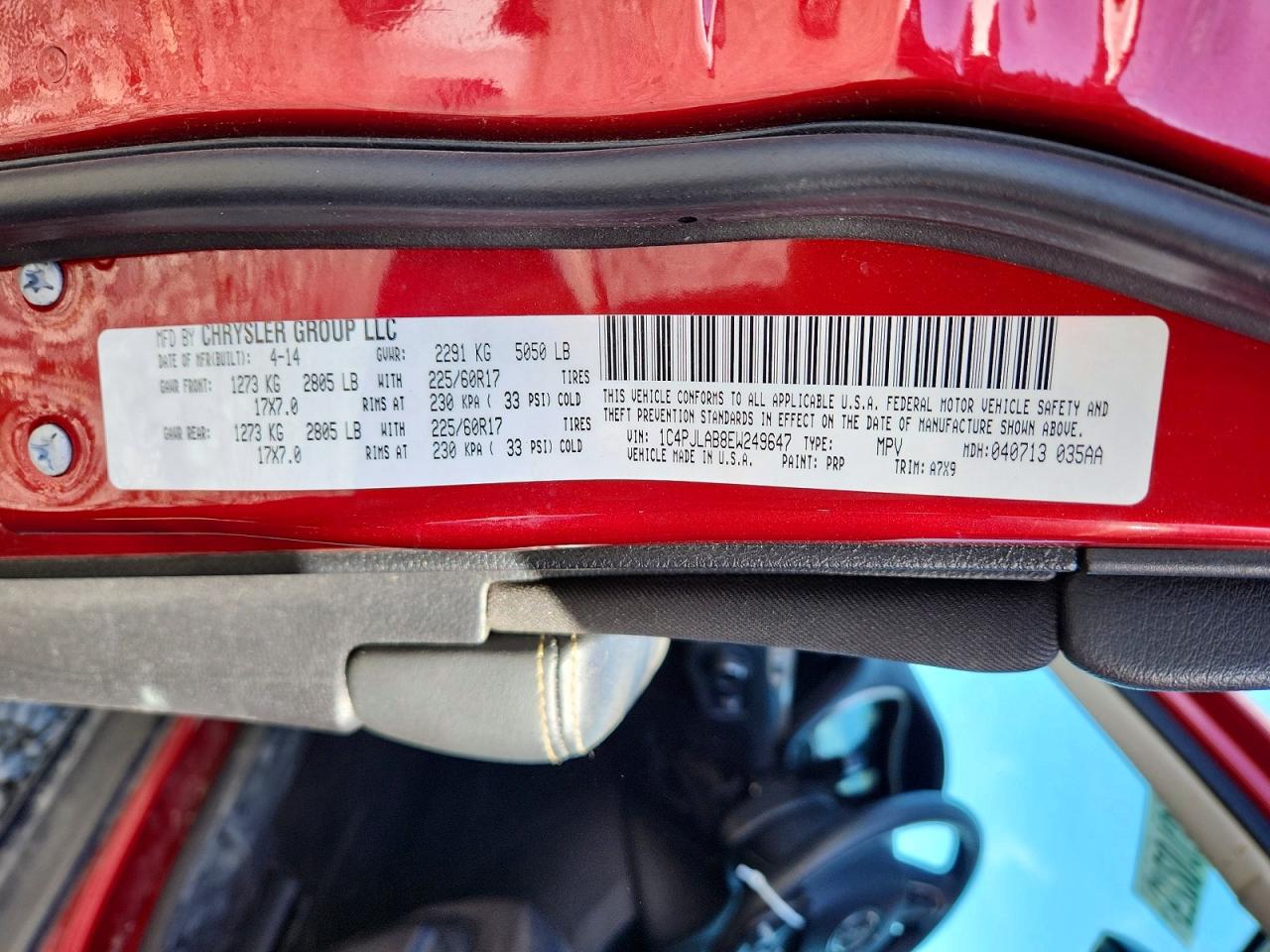 2014 Jeep Cherokee Sport Red vin: 1C4PJLAB8EW249647
