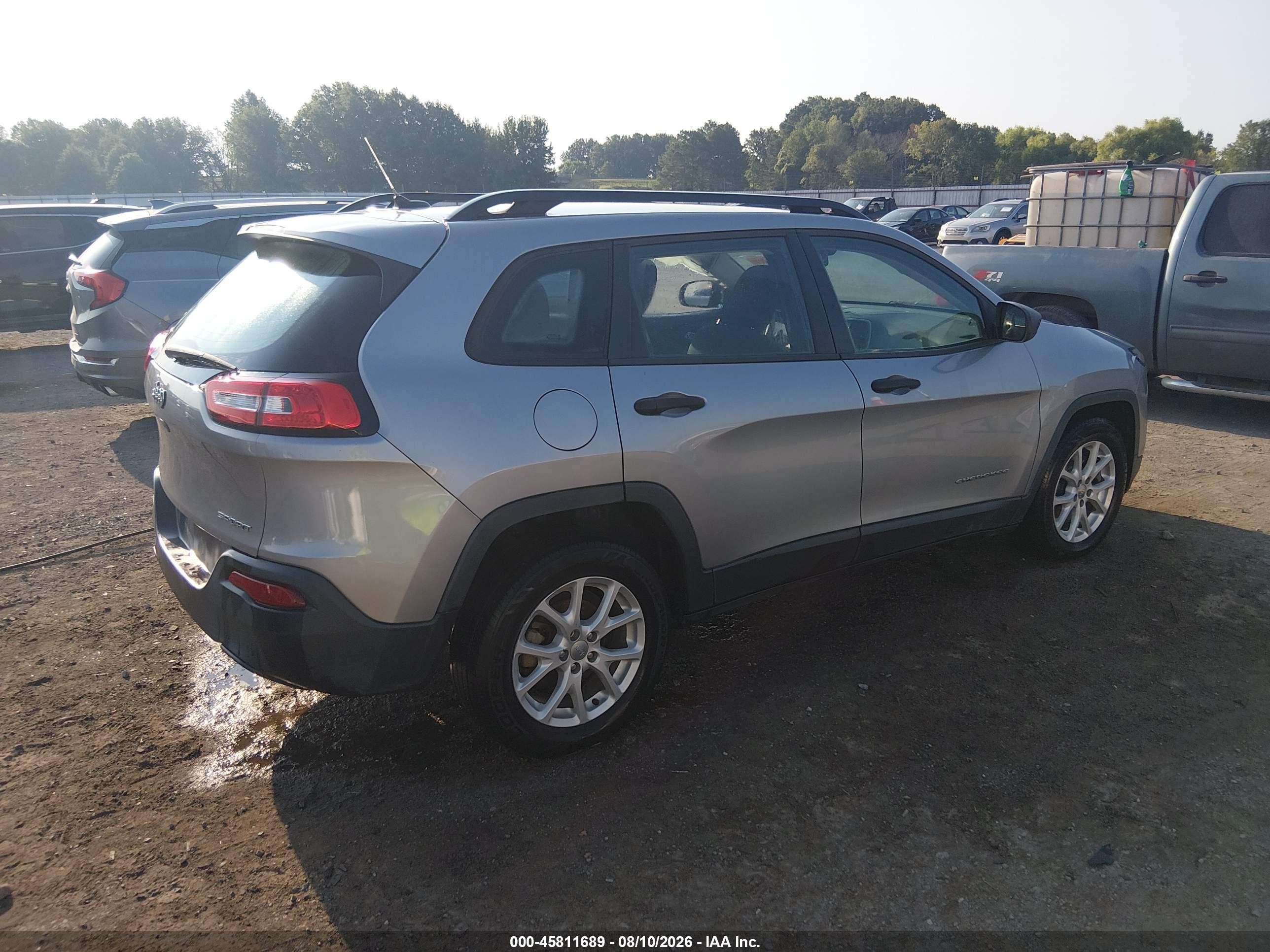 2015 Jeep Cherokee Sport Gray vin: 1C4PJLAB8FW579421