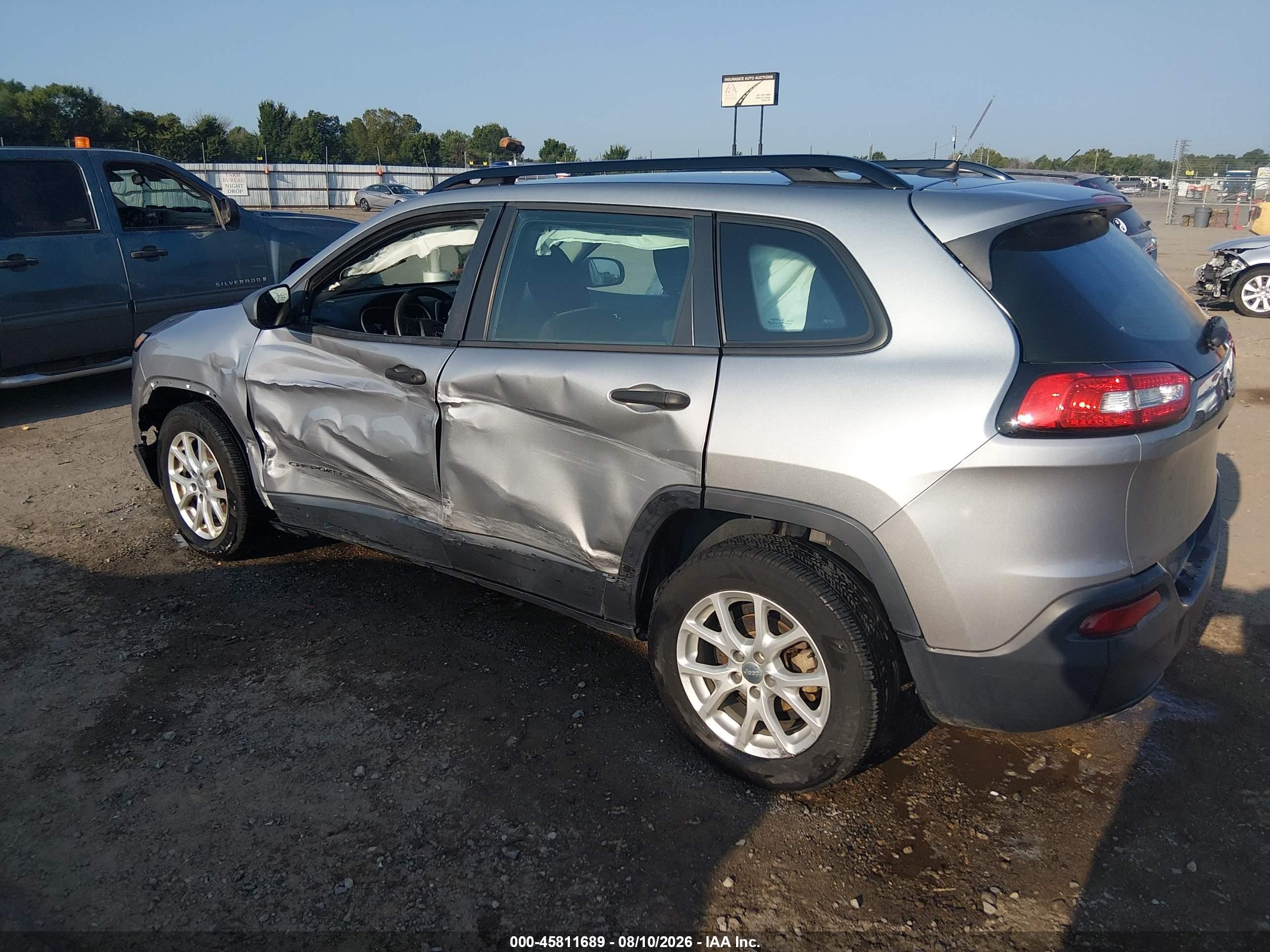 2015 Jeep Cherokee Sport Gray vin: 1C4PJLAB8FW579421