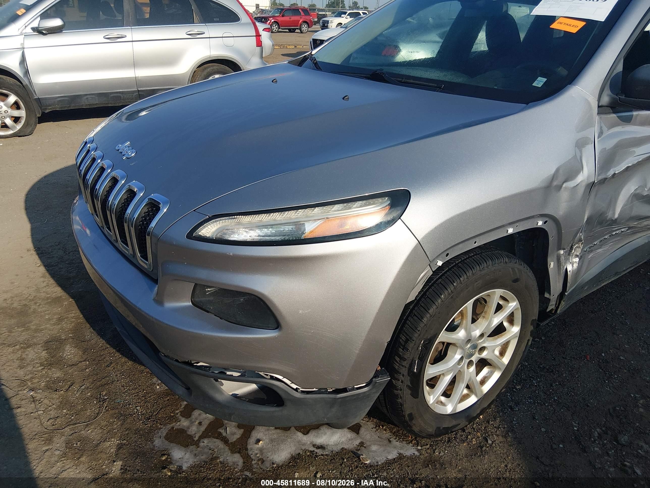 2015 Jeep Cherokee Sport Gray vin: 1C4PJLAB8FW579421