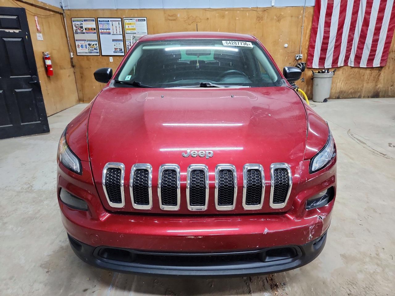 2015 Jeep Cherokee Sport Burgundy vin: 1C4PJLAB8FW597014